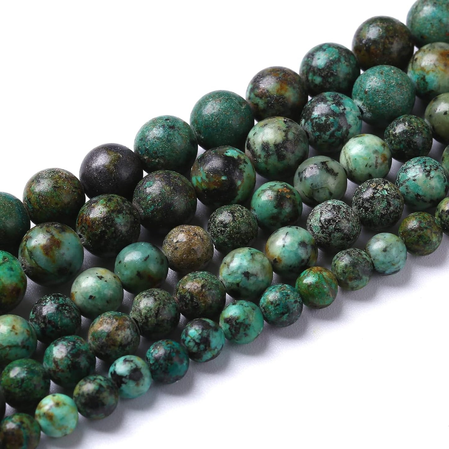 8mm 90pcs Natural African Turquoise Stone Beads for Jewelry Making Round Loose Gemstone Beads DIY Bracelet Necklace Earrings 32" 2 Strands