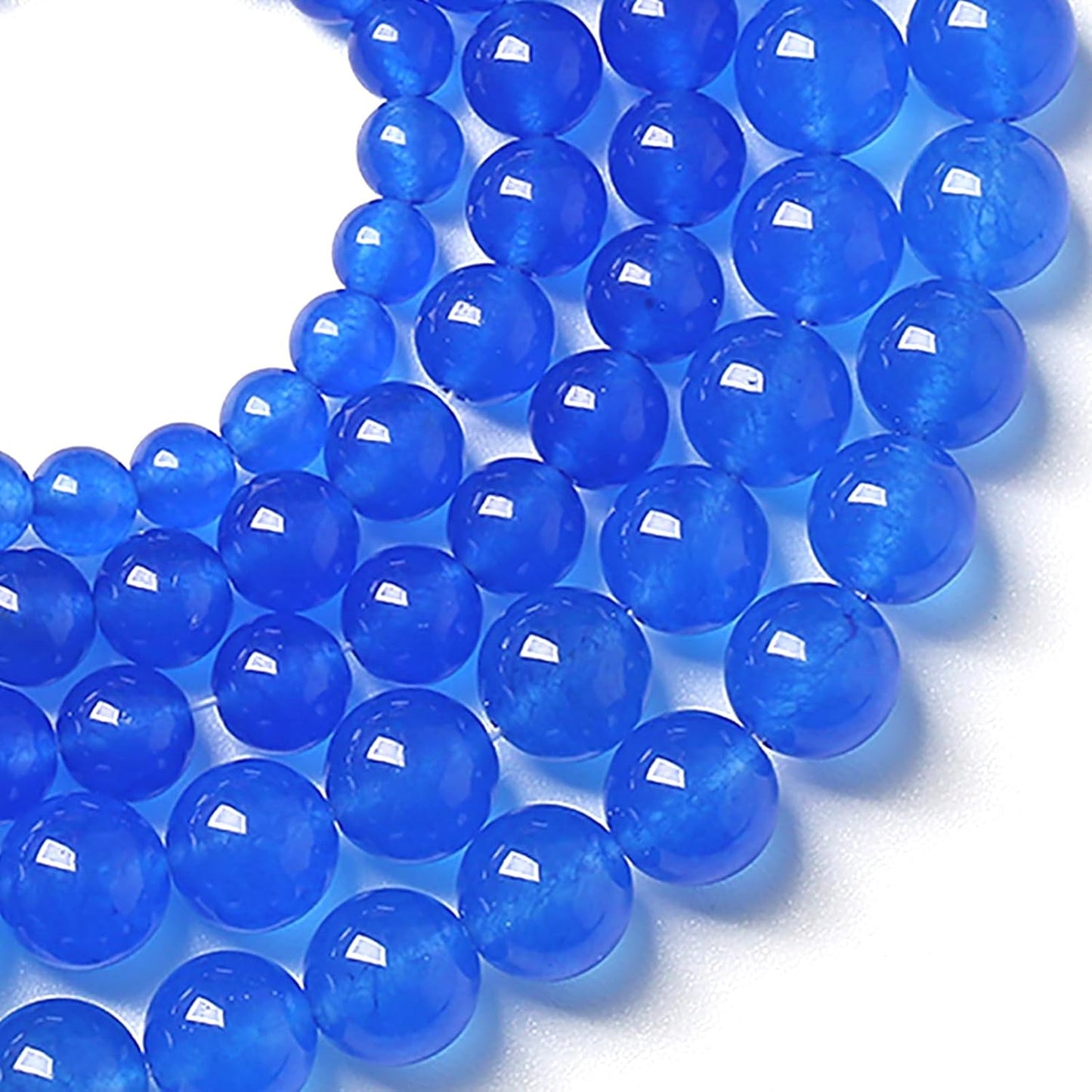 8MM Natural Purplish Blue Chalcedony Stone Beads Crystal Energy Round Loose Beads for Jewelry Making Bracelet 90pcs 2 Strands 32"