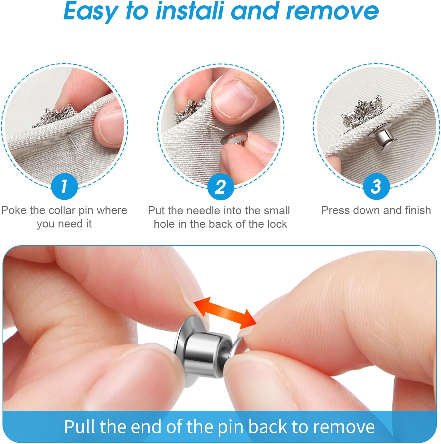 40PCS Locking Pin Back Locking Pin Keeper Clasp, Metal Pin Backing for Brooch Enamel Lapel Pin Lock