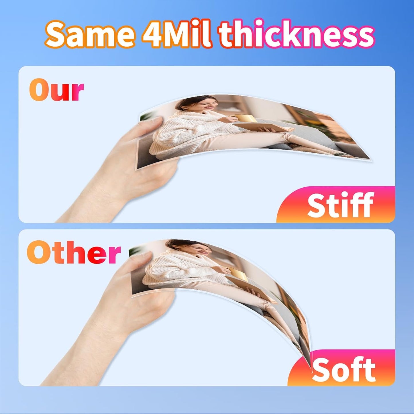 Uinkit 4Mil Thicker Single-Sided Self-Adhesive Laminating Sheets 100Pack (Bulk Supply) Letter Size 8.5x11"- Bulk Laminating Paper for Businesses, Schools & Restaurants - No Heat Machine Needed