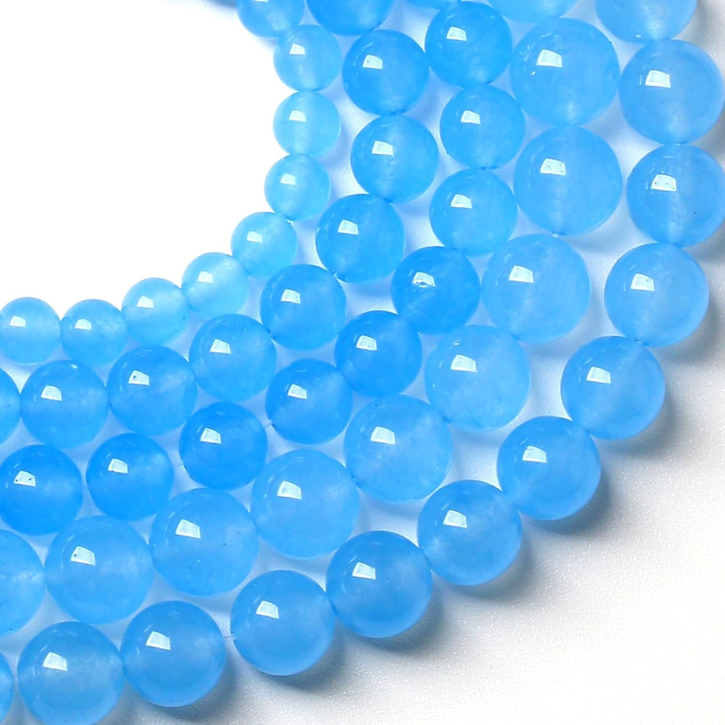 12MM Natural Stone Aquamarine Blue Chalcedony Beads Round Loose Beads for Jewelry Making Bracelet 32pcs 1 Strands 15"