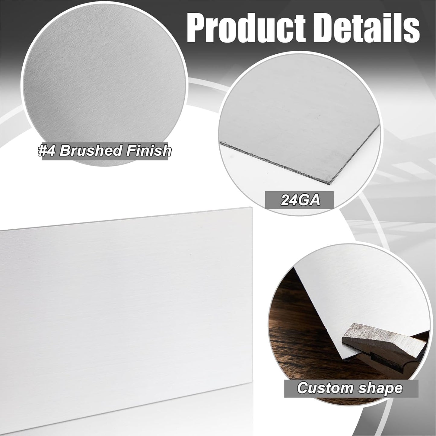 1 Pcs 430 Stainless Steel Sheet Metal 12 x 6 Inches 24GA Metal Plates Panel #4 Brushed Finish Magnetic Mount Board Wall Food Truck Restaurant Crafting Kitchen Floor Trailer Garage Gym