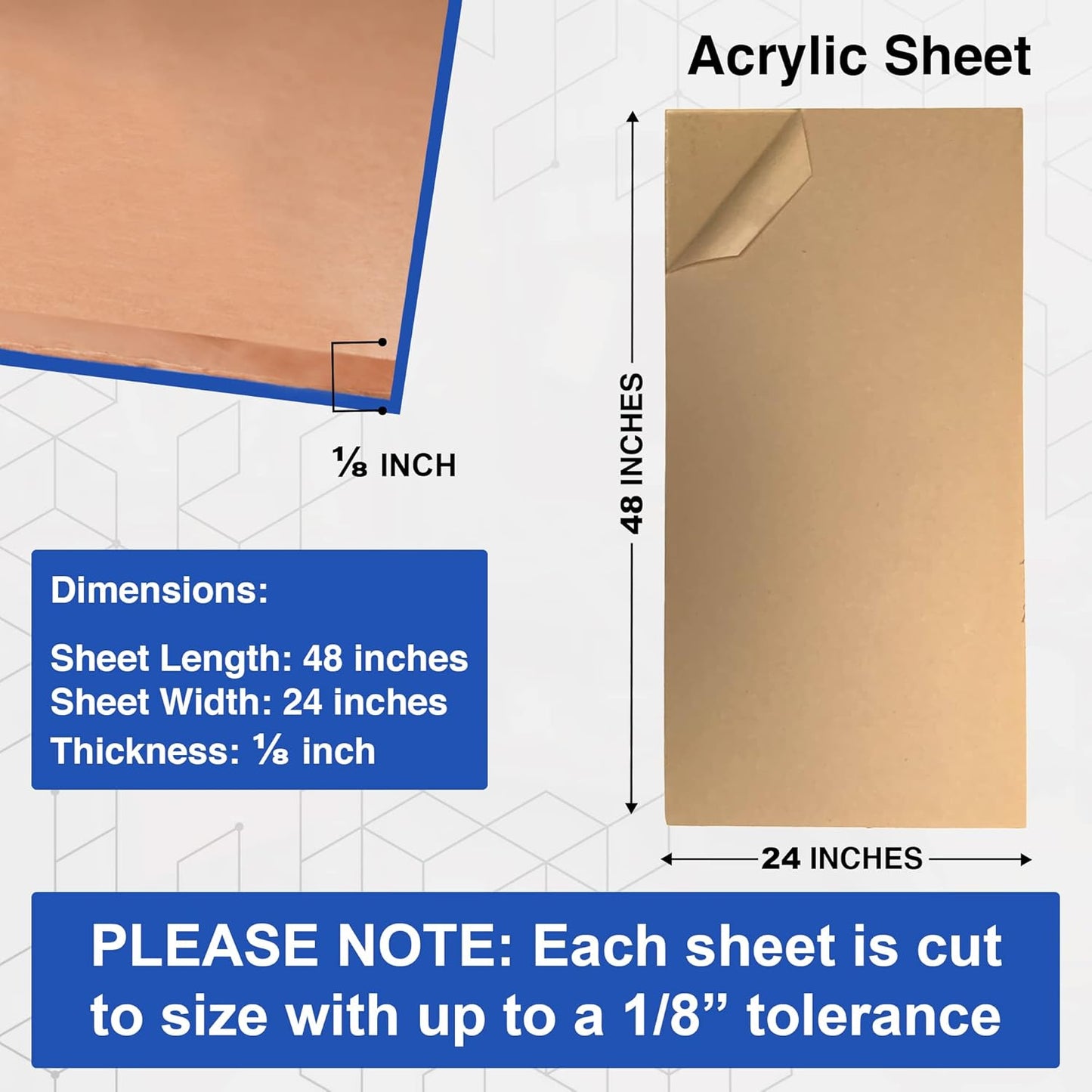 Duco USA-Made Clear Cast Acrylic Sheet 1/8 Inch Thick 24" x 48" - 1 Pack of Transparent Plexiglass Sheet - Lightweight Acrylic Board for Window Replacements, Displays, Signs, and More