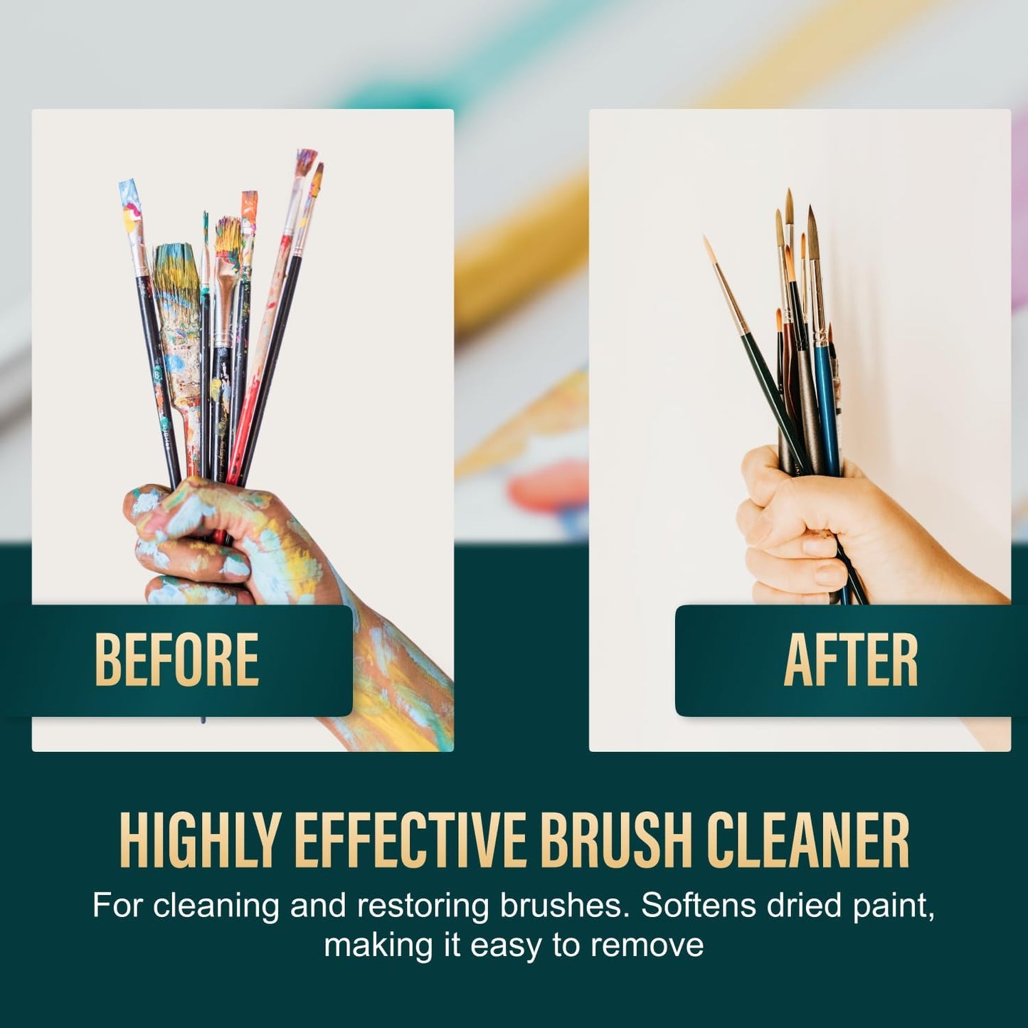 Oil Paint Brush Cleaner and Restorer-Paintbrush Cleaner for Acrylic, Oil, and Glass Paints-Biodegradable, Non-Toxic, Odorless, Eco-Friendly, Quick-Clean Formula Paint Remover (16 Fl Oz)