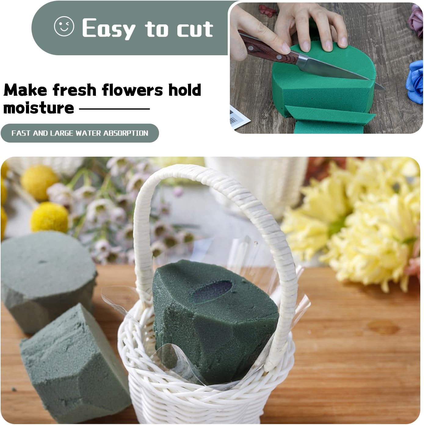 SupKing Large Round Floral Foams 6", 8 Pcs Sponge Foam Blocks Green Wet Dry Flower Foams Plant Foam for Florist Craft Artificial Flower Arrangements