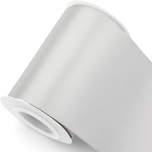Humphrey's Craft 4 Inch Silver Double Faced Satin Ribbon - 5 Yards Variety of Color for Crafts Gift Wrapping Cutting Ceremony Decoration Sewing Chair Sash Wedding and Dining Tables.