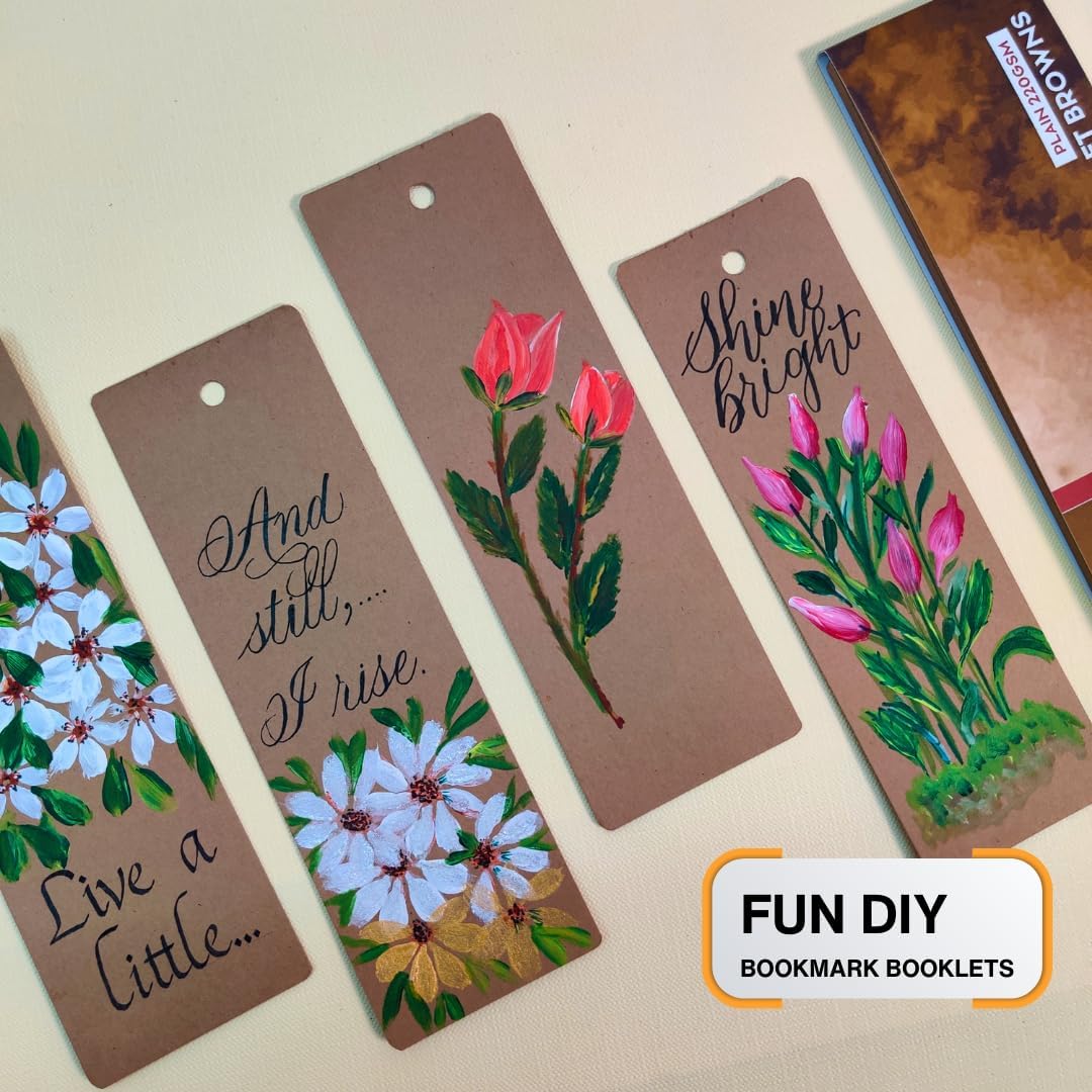 350 GSM DIY Premium Brown Kraft Bookmark Sketchpads, Ideal for Mixed Media and Fine Arts (Pack of 2)