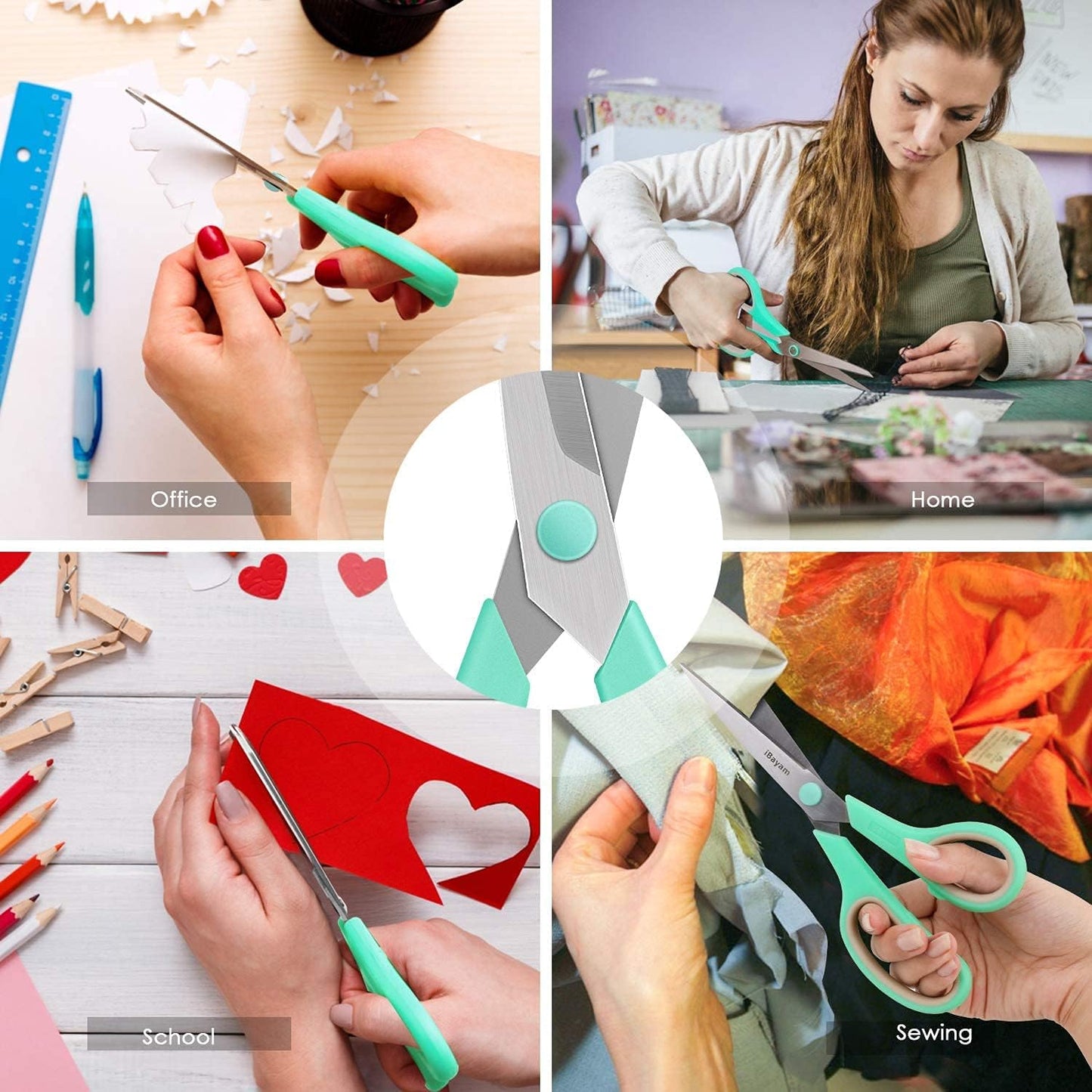 8 '' Multipurpose Heavy Duty Scissors Bulk 36-Pack, 2.5mm Thickness Ultra Sharp Blade Shears with Comfort-Grip Handles for Household School Office Supplies, Right/Left Hand Tools