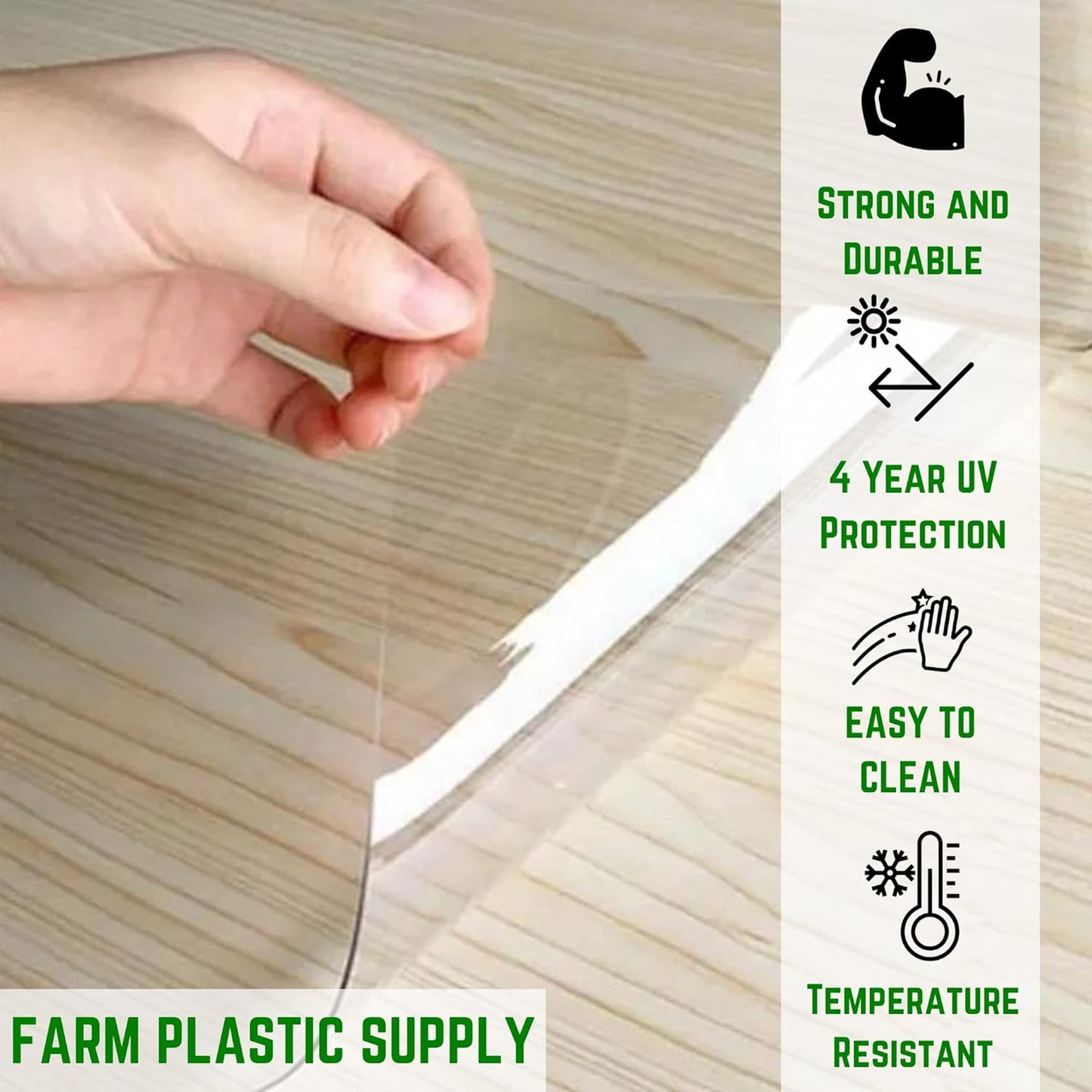 Farm Plastic Supply - Clear Vinyl Sheeting - 15 Mil - (4'6" x 35') - Vinyl Plastic Sheeting, Clear Vinyl Sheet for Storm Windows, Covering, Protection, Tablecloth Protector