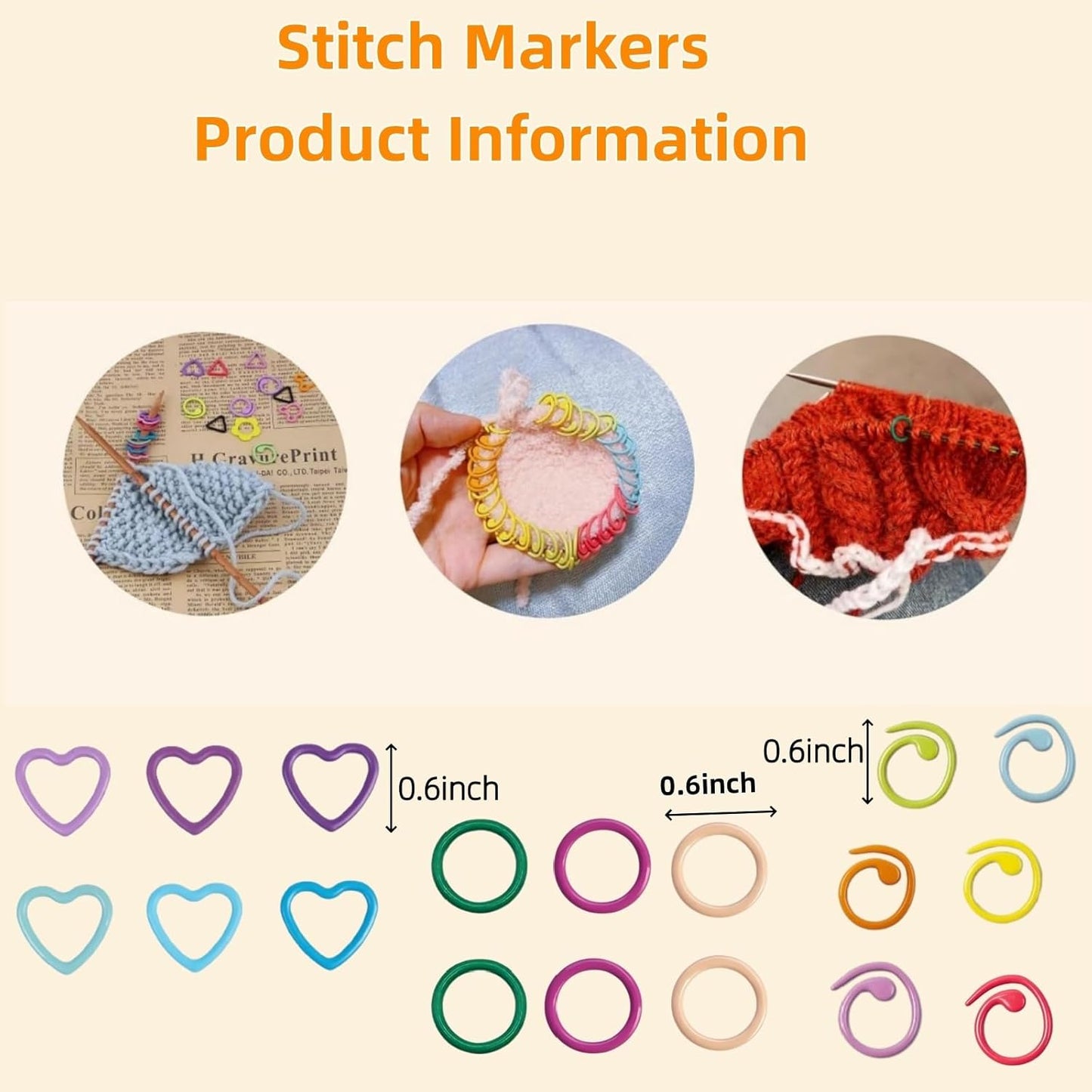 Hilsayum 80Pcs Stitch Markers for Crocheting and Knitting,4 Shapes Colorful Crochet Stitch Markers with Box