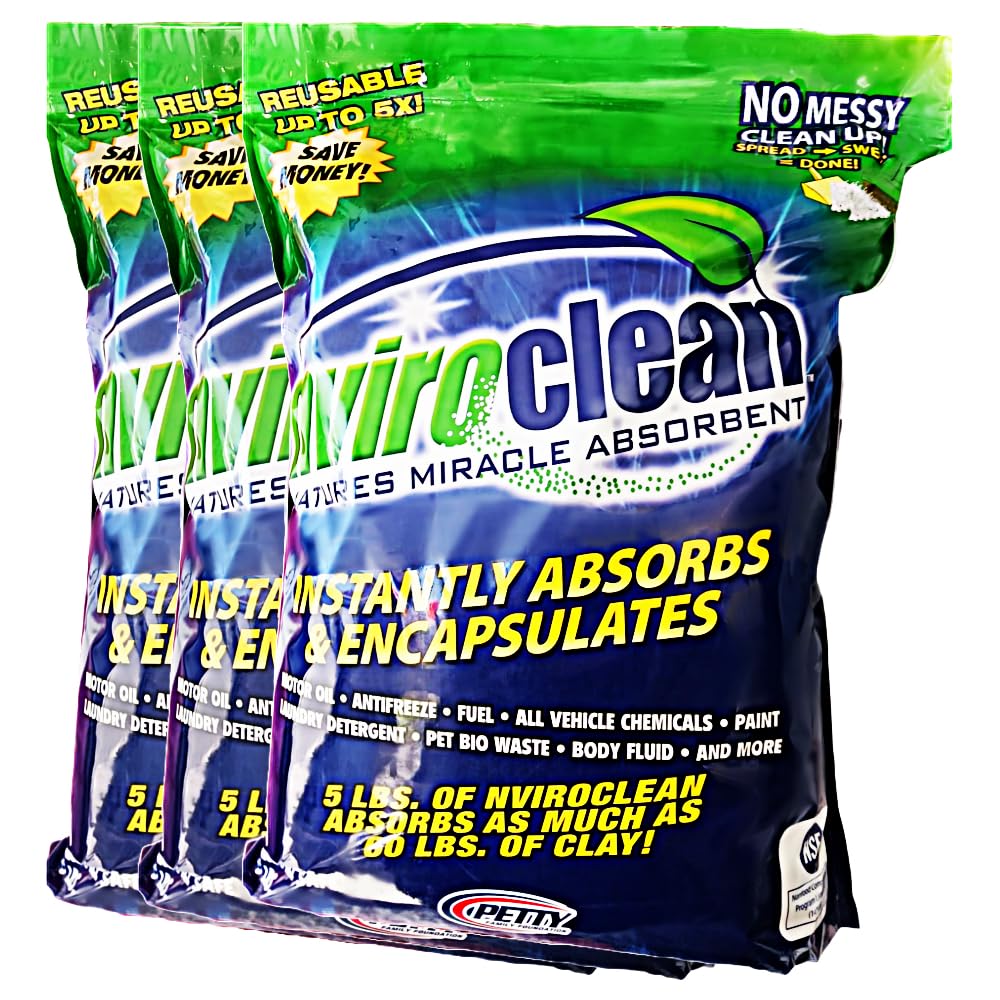 5 LB (Pack of 3) - Absorbs up to 180 LBS! Spill Absorbent & Encapsulant for Oil, Paint, Pet Waste, Chemicals and More.