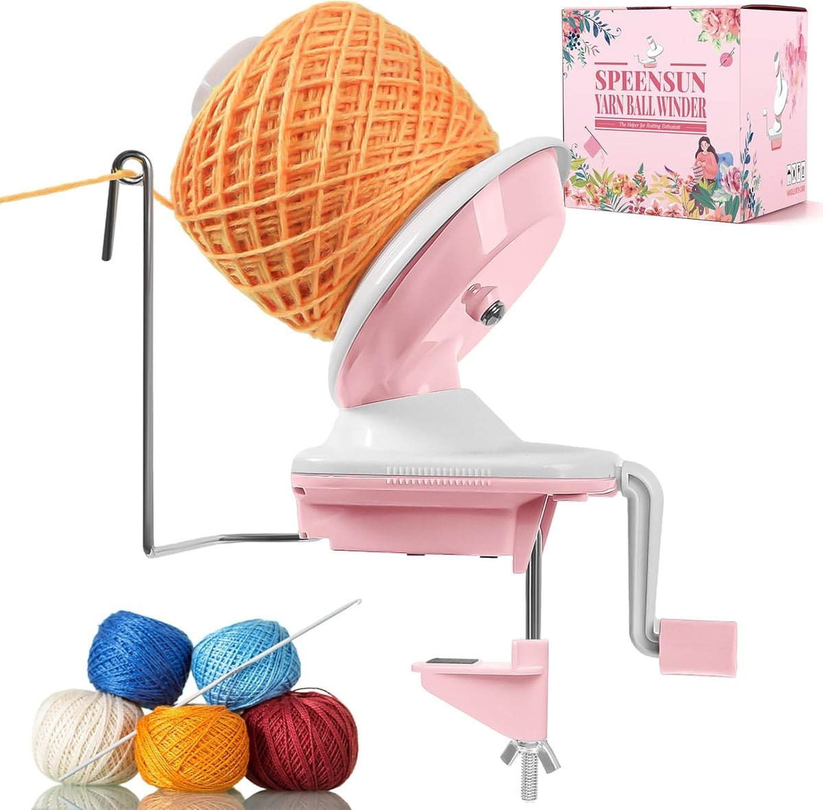 SPEENSUN Yarn Winder for Crocheting, Yarn Spinner, 3.5 OZ Easy-to-Install and Efficiently Yarn Cake Winder with Lower Noise, Yarn Baller for Crochet and Knitting Lover for Yarns Below Size 5