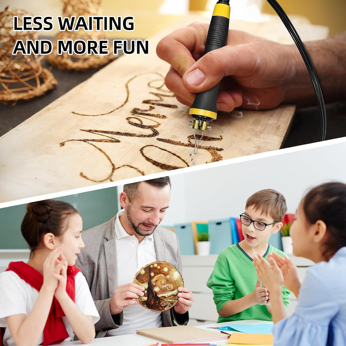 Wood Burning Tool, Wood Burner kit Pen 200~750℃, Wood Burning kit with Digital Thermometer Temperature Adjustable Temperature, 2 pyrographic Wood Burning pens, 36 Wood Burning Pen Tips