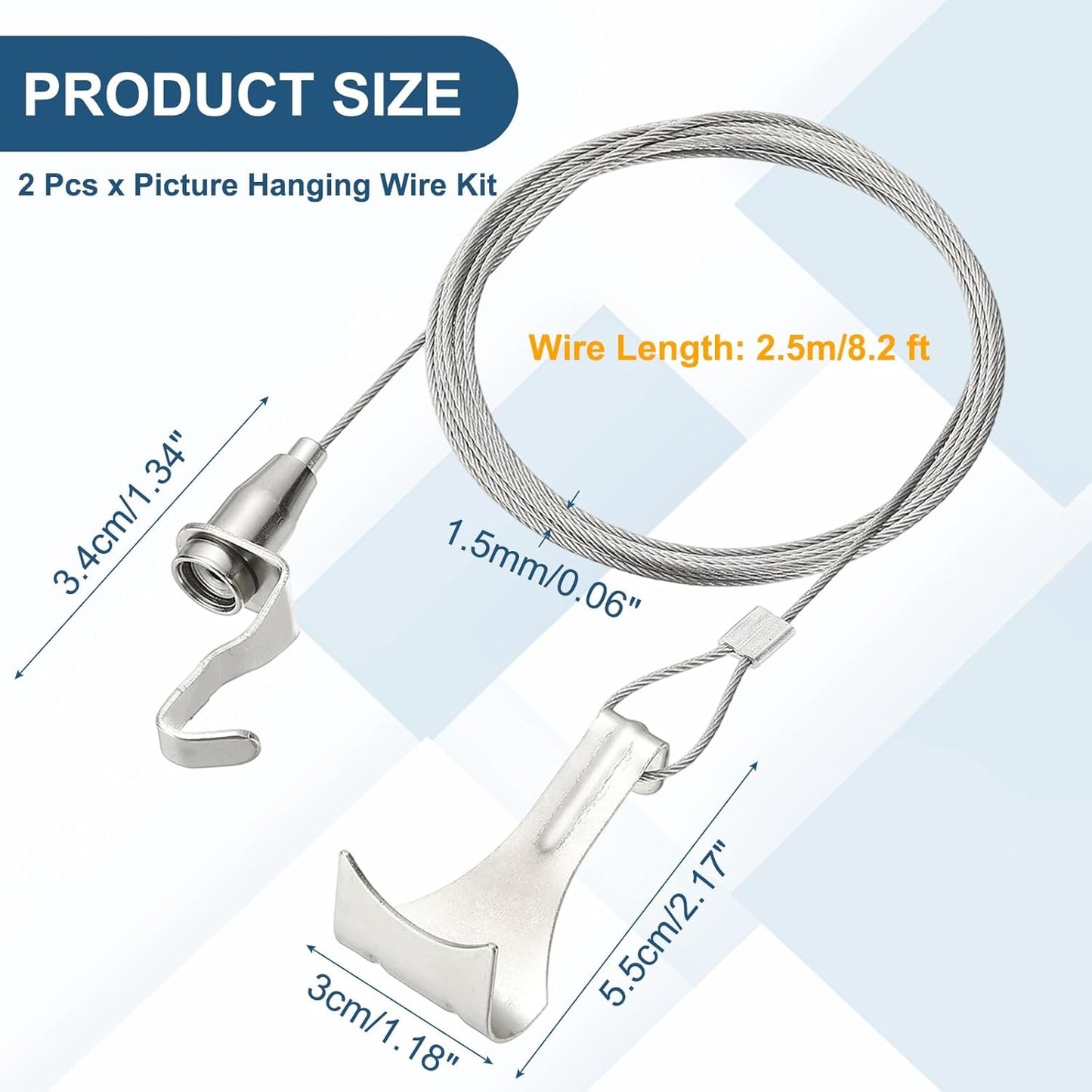 uxcell 5Pcs Picture Hanging Wire Kit, 2.5 m x 1.5 mm Heavy Duty Picture Hangers Adjustable Wire Rope with S-Hooks and Loop, Load 35kg/77.1 lbs for Hanging Mirrors Light Lamp Artwork