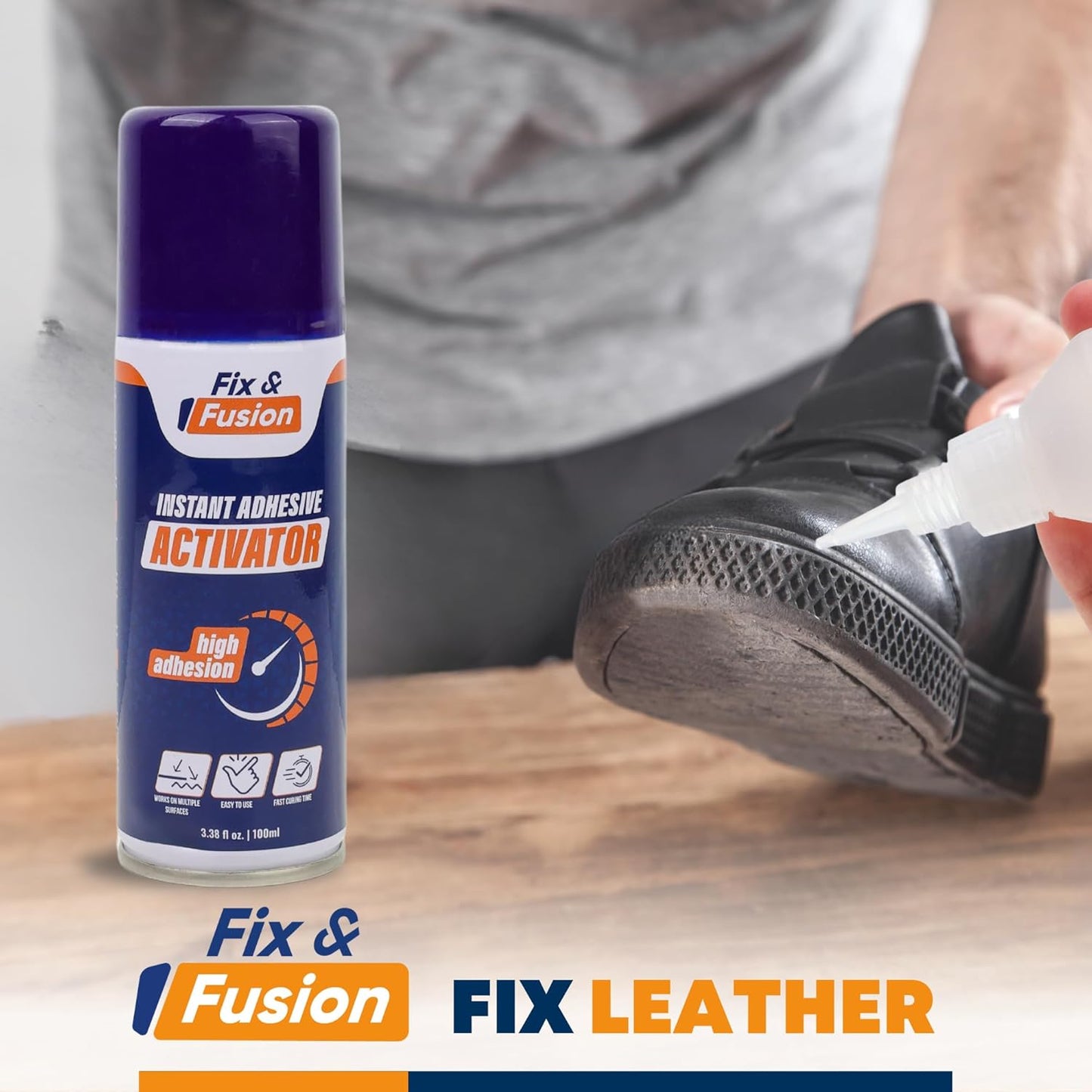 FIX & FUSION Activator Spray (3.38 Fl Oz), Instant Cure Accelerator for Cyanoacrylate (CA) Super Glue for Wood, Plastic, Rubber, Granite, and DIY & Professional, Accelerates Bonding Strength, (2 Pack)