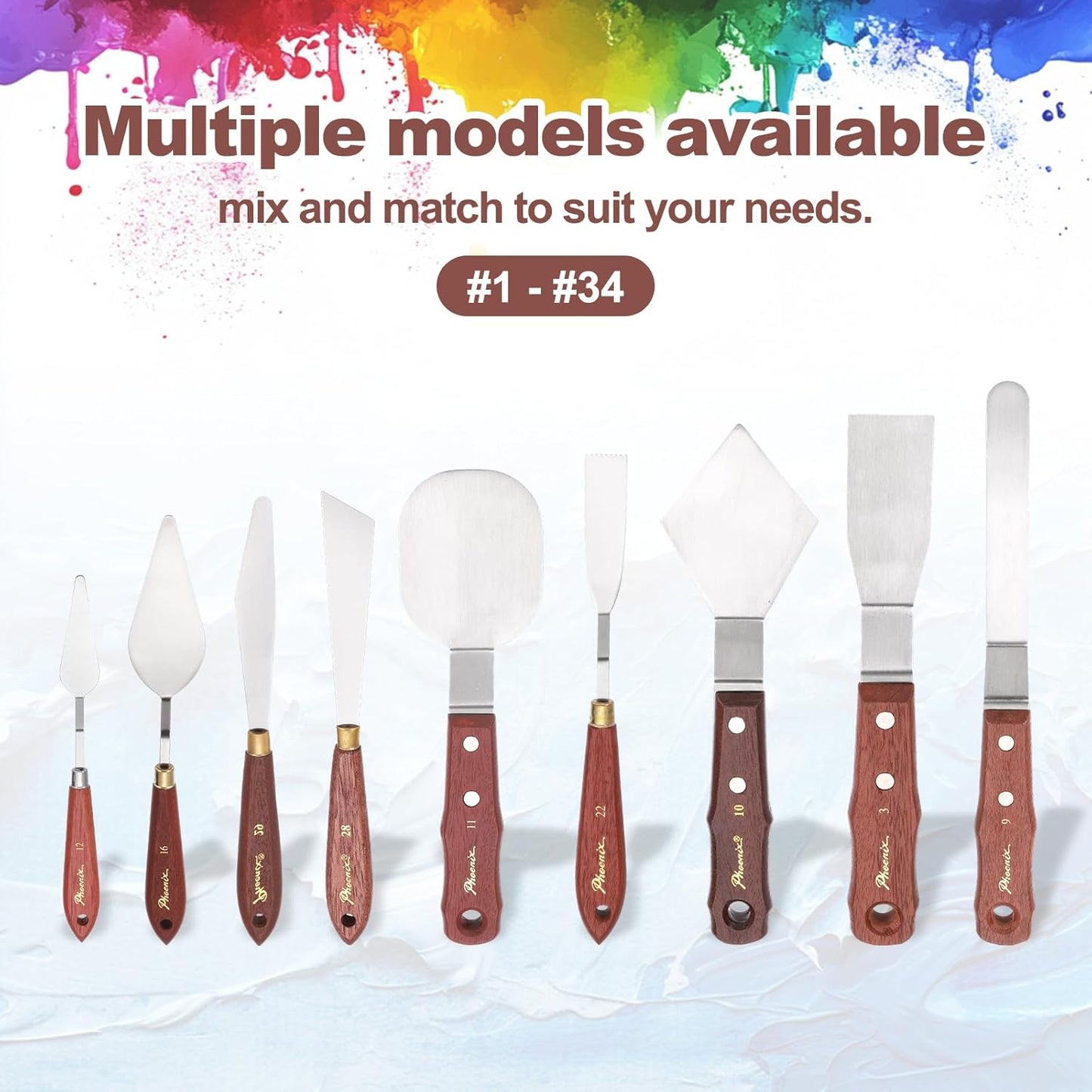 MECCANIXITY Pack of 1 Palette Knife No.12, 8.5" Long Palette Knives with Stainless Steel Flexible Spatula Pallet Knife and Wood Handle for Scraping, Mixing, Oil Acrylic Painting Canvas