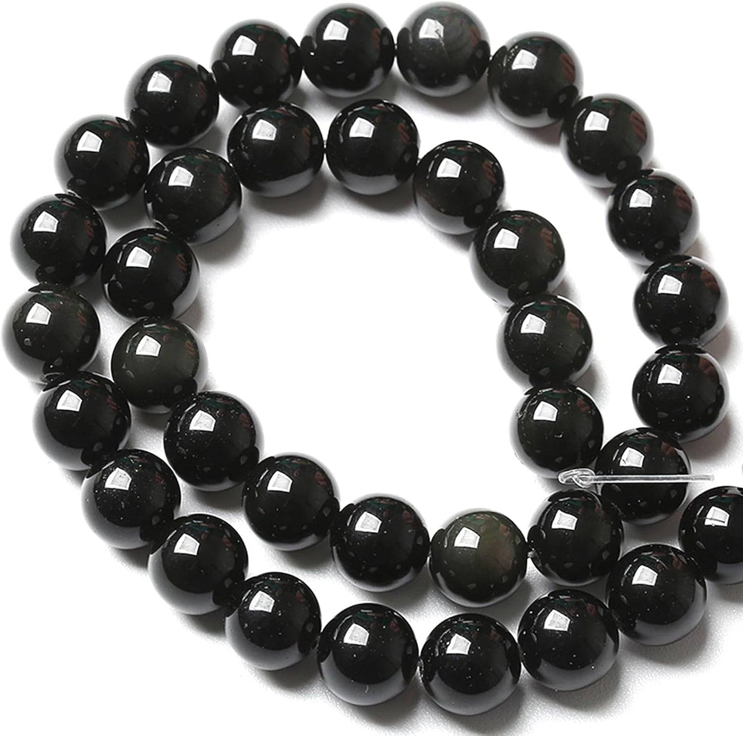 8MM 90pcs Natural Black Obsidian Stone Energy Healing Beads Round Loose Beads for Jewelry Making Bracelet 2 Strands 32"