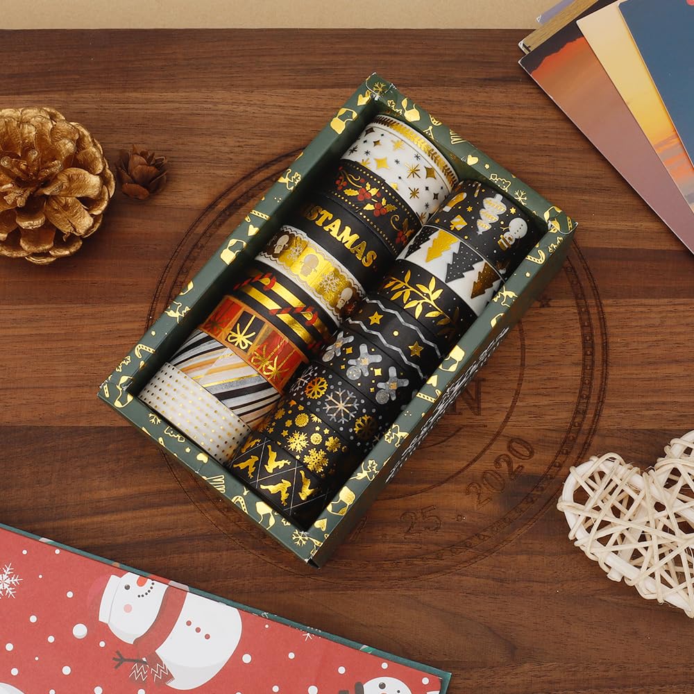 17 Rolls Christmas Washi Tape Set Holiday Washi Tape for Journaling Decorative Tapes Christmas Packing Tape Designs Journaling Kit for Women Gifts for Daughter Granddaughter Stocking Stuffer for Women