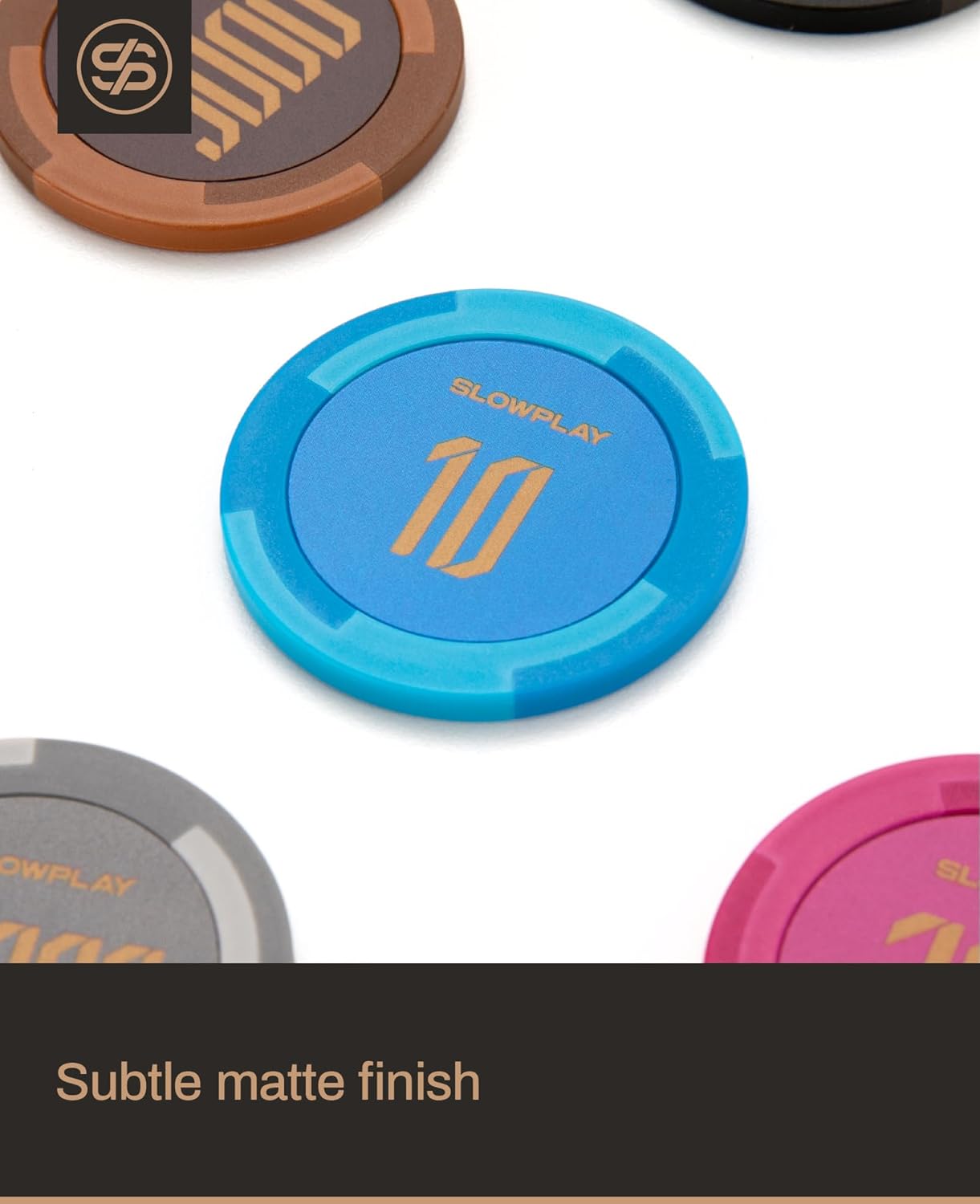 SLOWPLAY Godel Clay Poker Chips, 14 Grams Heavyweight Clay Composite, 40mm Large Chips in Bulk, Pack of 50 with Denomination of 1