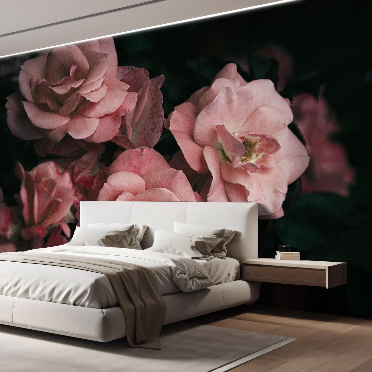 wall26 Wall Sticker/Wall Mural Dark Rose Flower Blossoms Nature Wilderness, Not Peel and Stick, Non-Woven Wallpaper Decorative for Bedroom, Living Room, Office - 99x96 inches