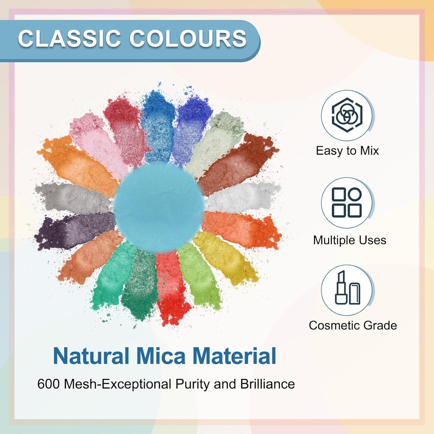 uxcell 10g/0.35oz Cosmetic Grade Mica Powder, 600 Mesh Mica Powder Natural Resin Epoxy Pigment Powders for Casting Resin, Candle Dye, DIY Nail Polish and Lip Gloss, Sky Blue