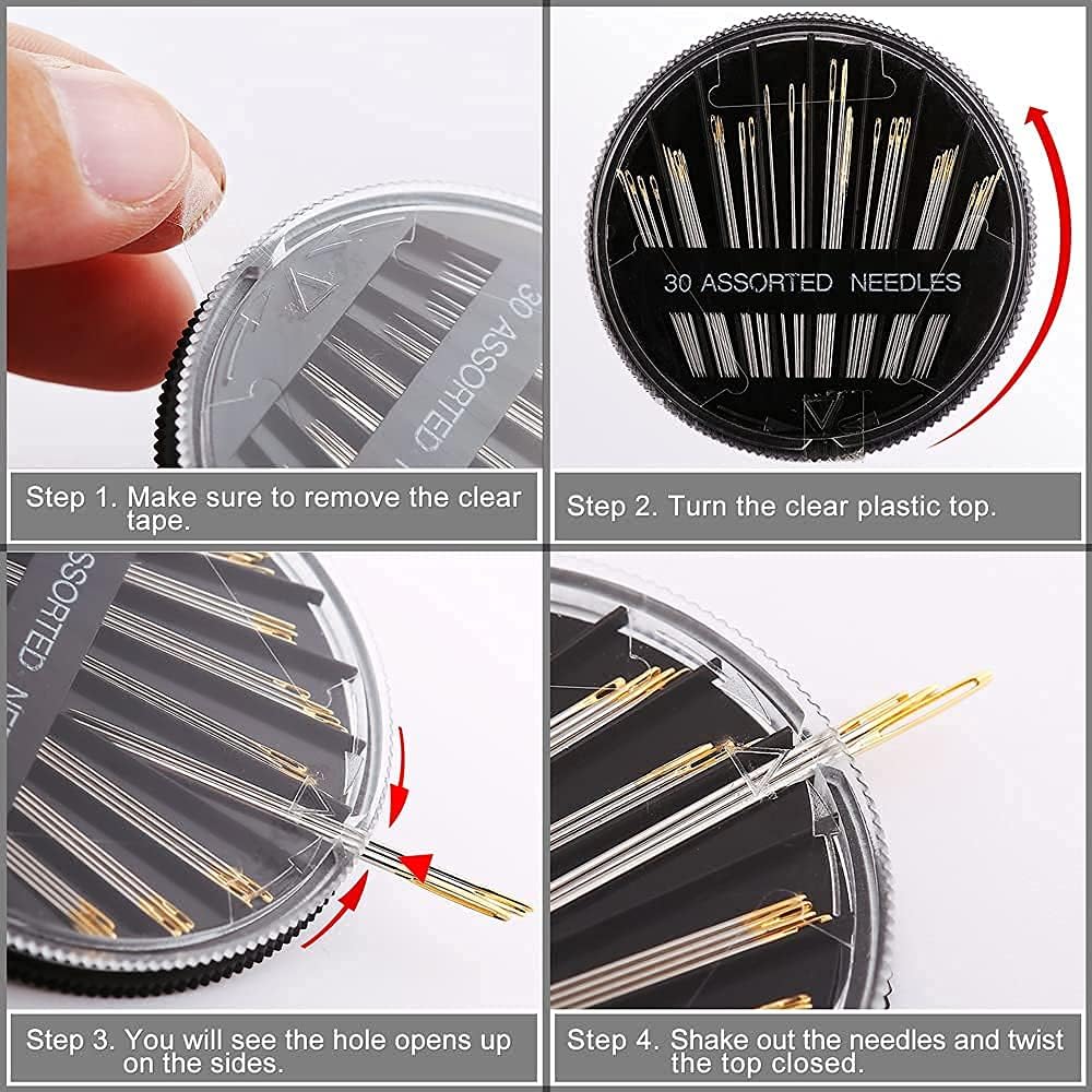 60 Pack, Premium Sewing Needles for Handsewing, Assorted Sizes, 6 Sizes Sewing Sharp Needles, 6 Pcs Big Eye Hand Sewing Needles, Sewing Needles Large Eye, Embroidery Needles for Hand Sewing