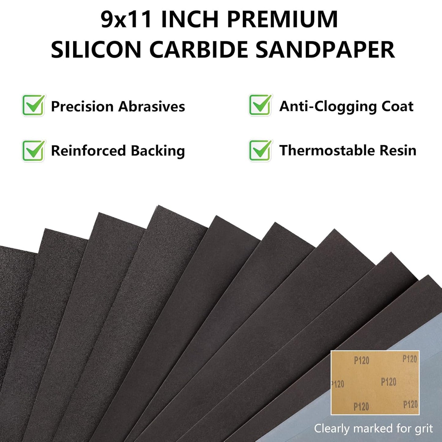 2500 Grit Sandpaper, 9 x 11 Inch Wet Dry Sand Paper Hand Abrasive Sanding Sheets for Wood Metal Automotive Sanding and Polishing, Extra Fine - 5 Sheets