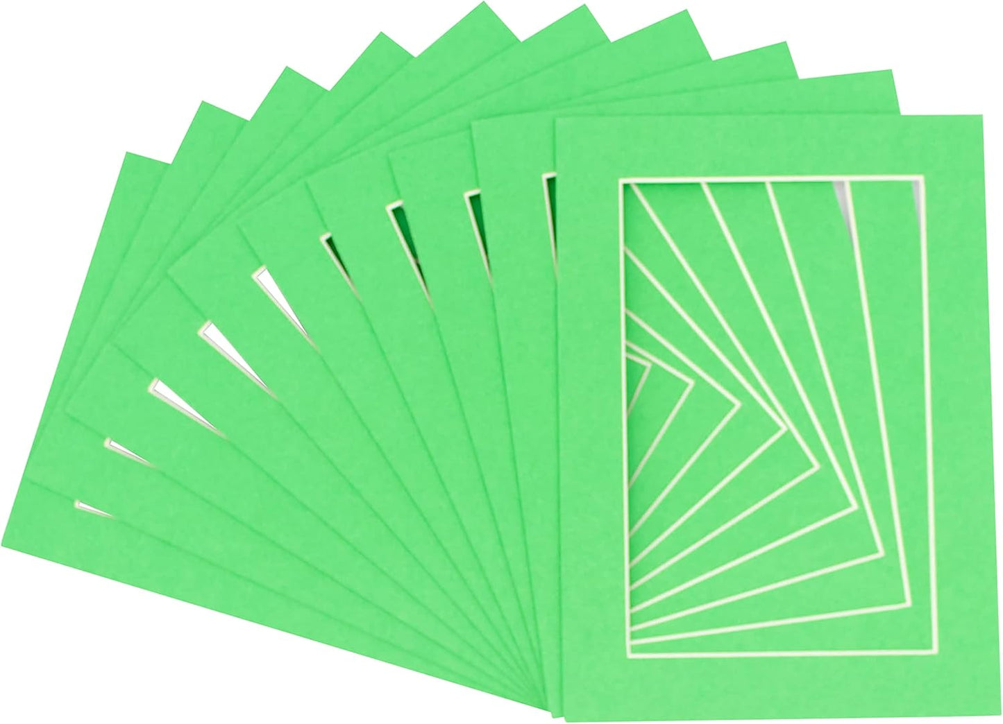 6x8 Mat for 8x10 Frame - Precut Mat Board Acid-Free Show Kit with Backing Board, and Clear Bags Bright Green 6x8 Photo Matte Made to Fit a 8x10 Picture Frame Matboard for Framing, Pack of 25 Mats