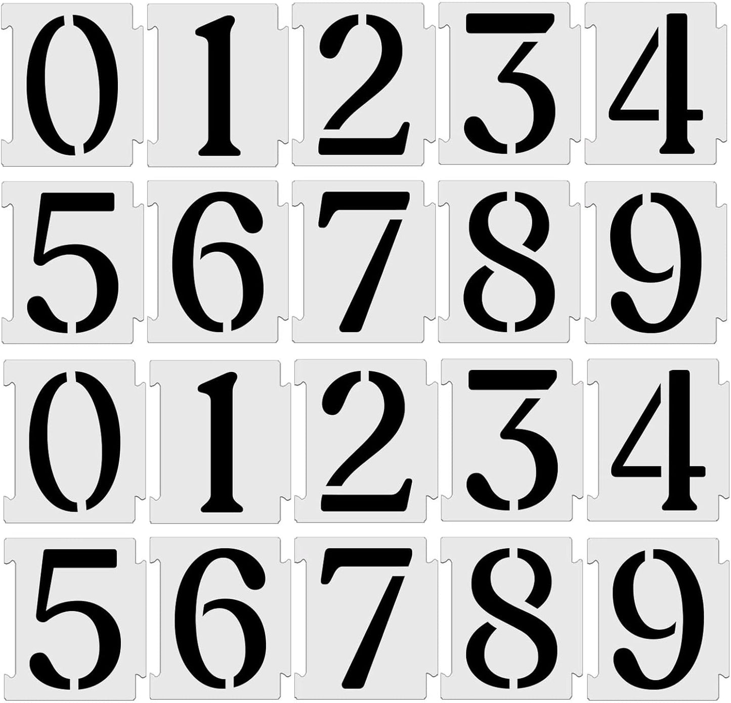 YEAJON 3 Inch Curb Stencil Kit 0-9 Address Number Stencils, 20Pcs Reusable 14 Mil Mylar Plastic Templates for Painting on Road, Wall, Wood, Mailbox