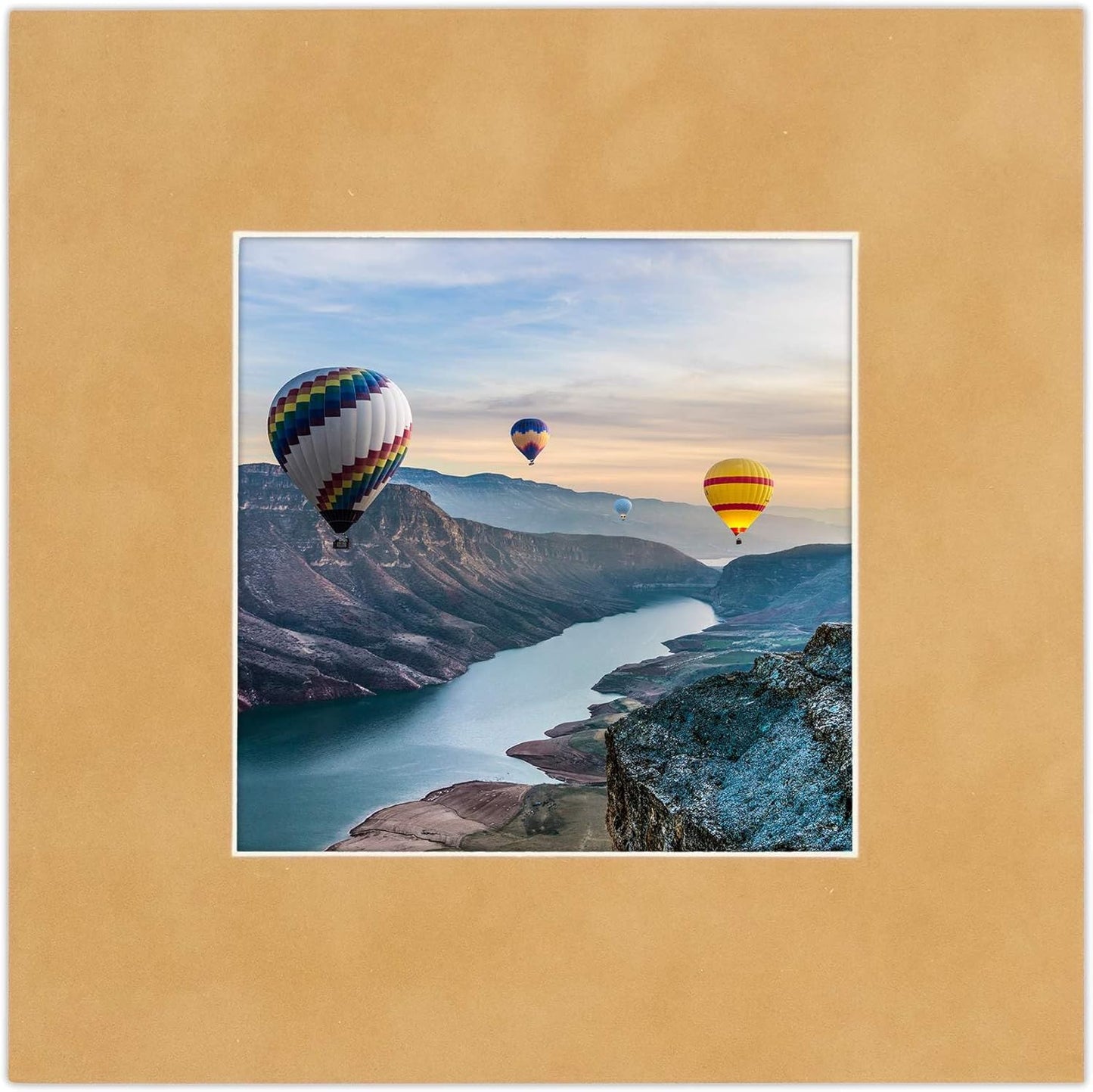 Pack of Ten Acid Free 8x10 Mats Bevel Cut for 5.5x8.5 Photos - Beige Suede Precut Matboards With Backing Boards and Self Seal Photo Mat Bags For Pictures, Photos, Framing - 4-ply Thickness