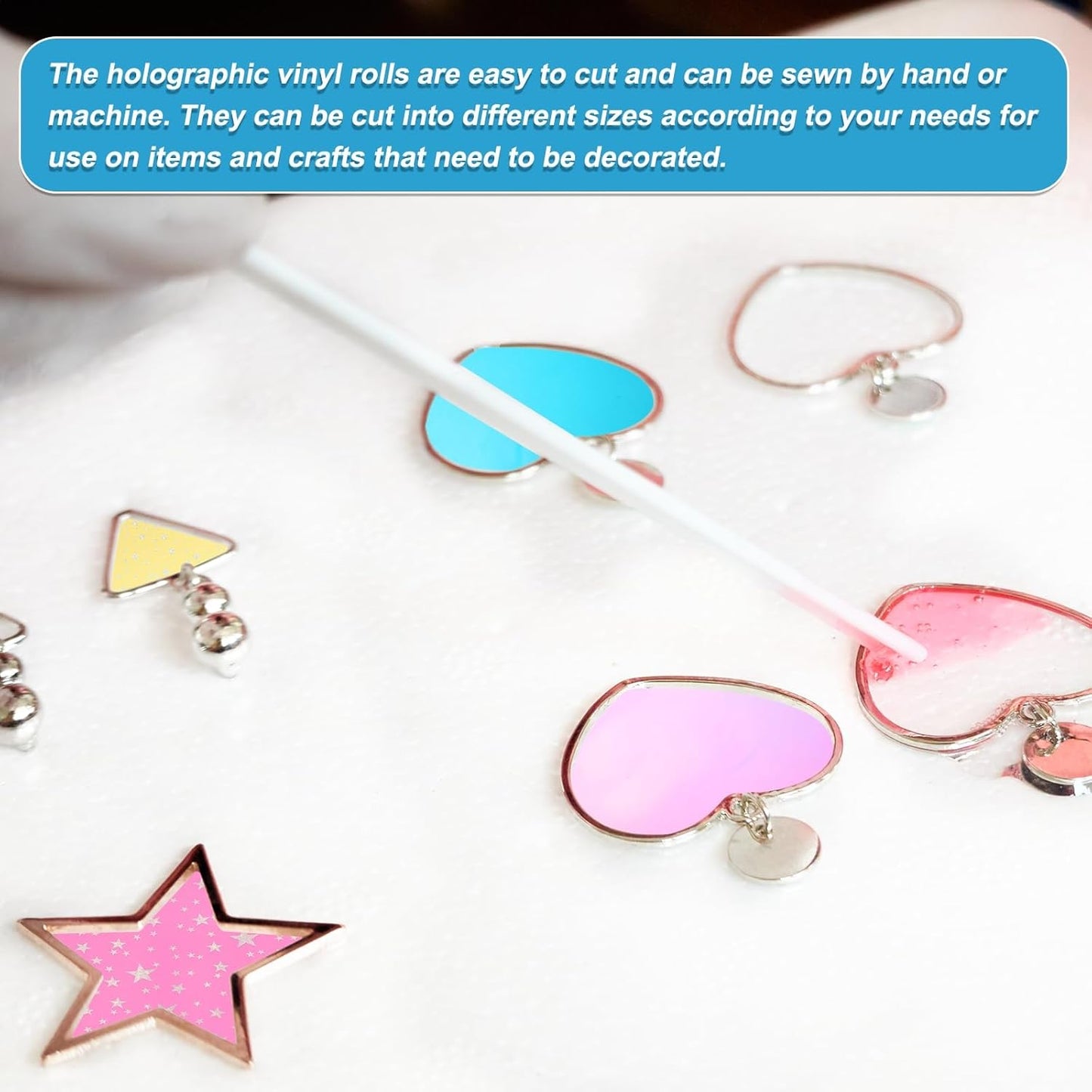 MECCANIXITY Holographic Clear PVC Vinyl Film Holographic PVC Fabric Waterproof Dichroic Film 12 x 48 Inch for Handbags Bows Earrings DIY Craft,Laser Light Yellow