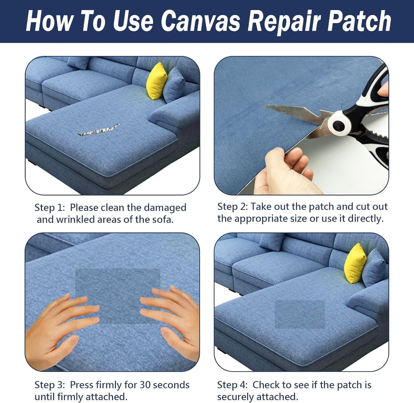 Canvas Repair Patch, 35X79 Inch Strong Sticky Fabric Repair Tape, Self-Adhesive Fabric Patch for Sofas, Tote Bags, Clothing, Car Seats, Furniture (Light Grey, 35X79 Inch)