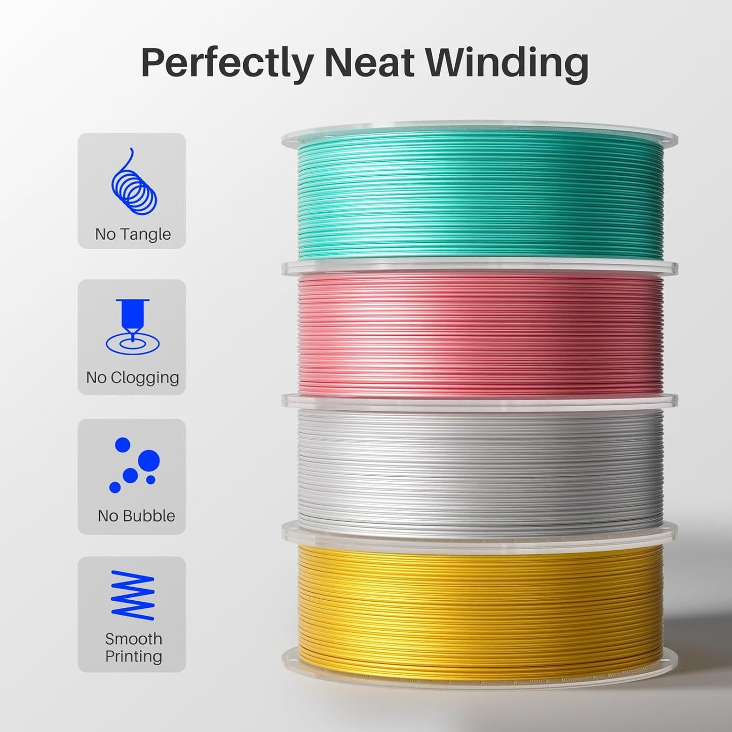 ELEGOO Silk PLA Filament 1.75mm Triple Colors Blue Purple Black 250g, Shiny Tri-Color 3D Printer Filament Dimensional Accuracy +/- 0.05mm, 250g Spool Fits for Most FDM 3D Printers