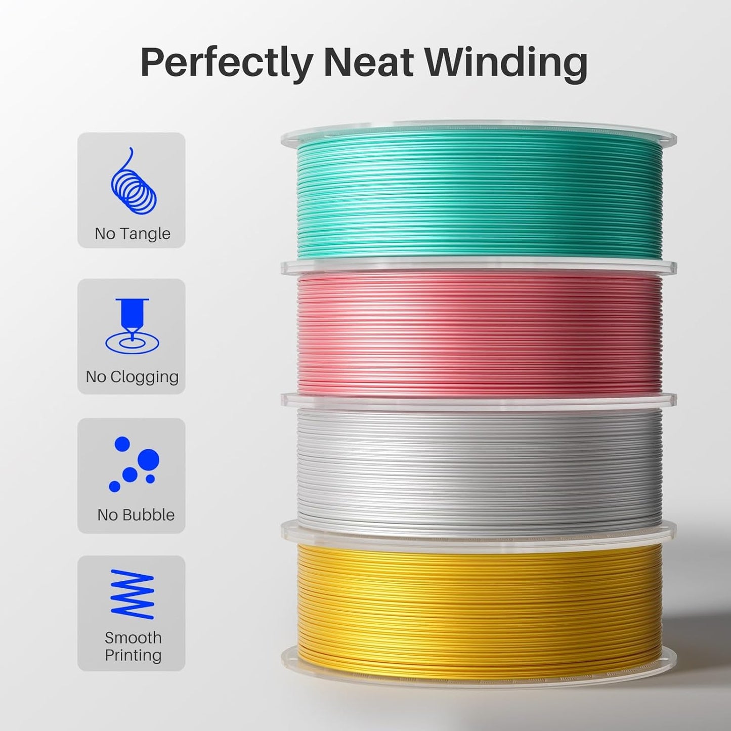 ELEGOO Silk PLA Filament 1.75mm Magenta Blue 1KG, Shiny Multi Color 3D Printer Filament Dimensional Accuracy +/- 0.05mm, 1kg Spool(2.2lbs) Fits for Most FDM 3D Printers