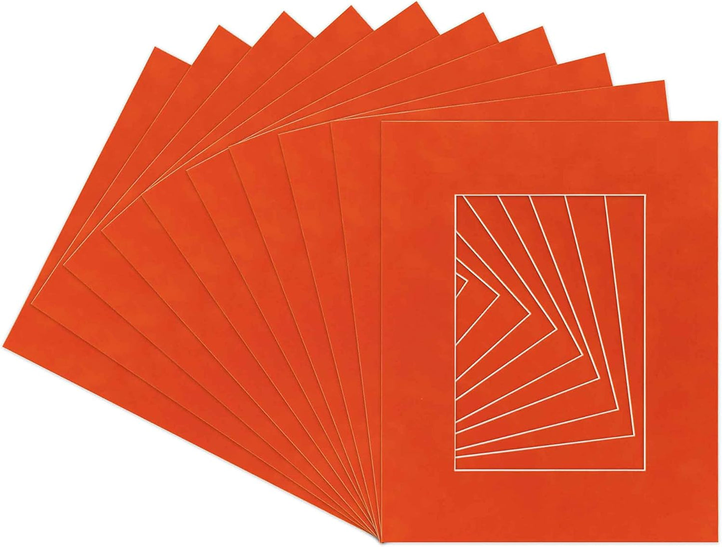 Pack of Ten Acid Free 8x10 Mats Bevel Cut for 5x8 Photos - Orange Suede Precut Matboards With Backing Boards and Self Seal Photo Mat Bags For Pictures, Photos, Framing - 4-ply Thickness
