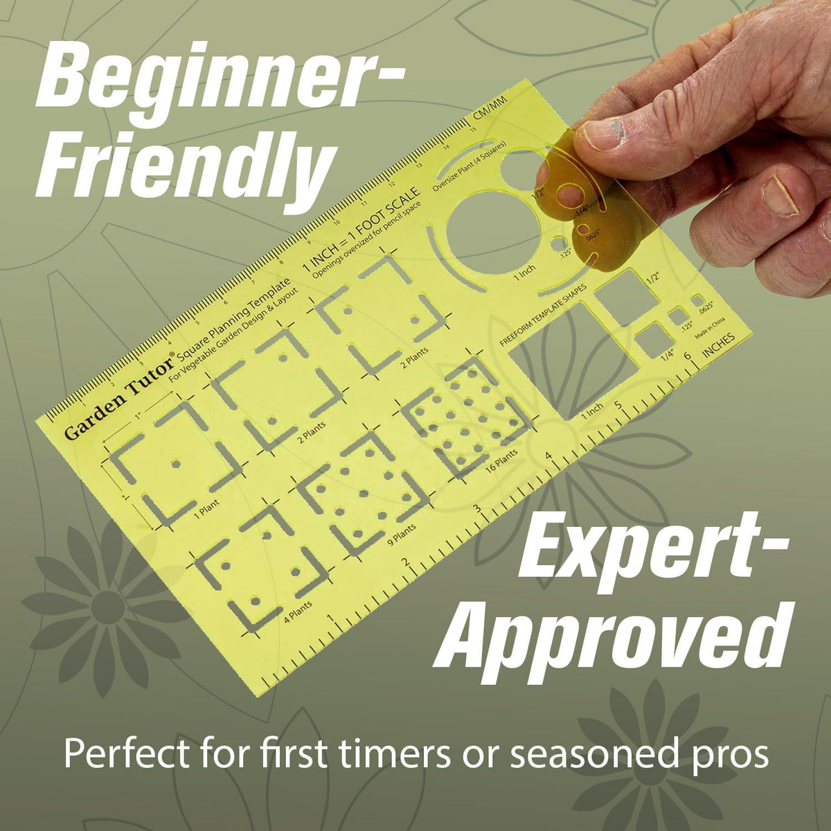 Garden Tutor Square Planning & Drafting Kit – Plan High-Yield Vegetable Gardens with Durable Stencil, Graph Paper & Guide for Grid or Row Designs
