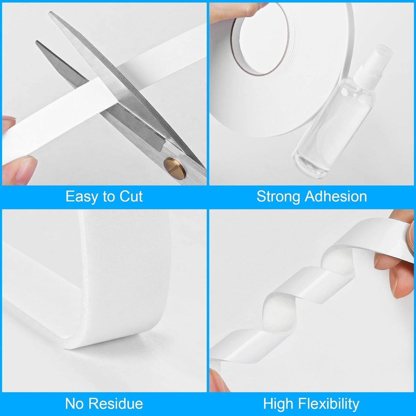 ToLanbbt Double Sided Foam Tape 2In x 10FT, Mounting Tape Heavy Duty, Strong Adhesive Weatherproof Seal Strips for DIY Craft Picture Poster, Car & Gap Filling Mountings, Home Office Decor (White)