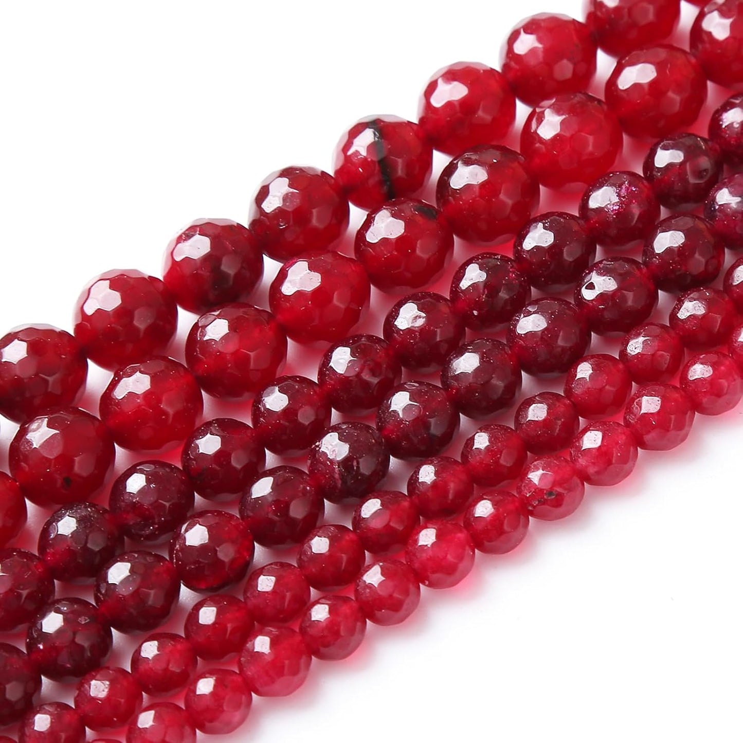 45pcs 8mm Faceted Red Jade Gemstone Beads Natural Stone Round Loose Spacer Beads for Jewelry Making DIY Bracelet Necklace 1 Strand 15inch