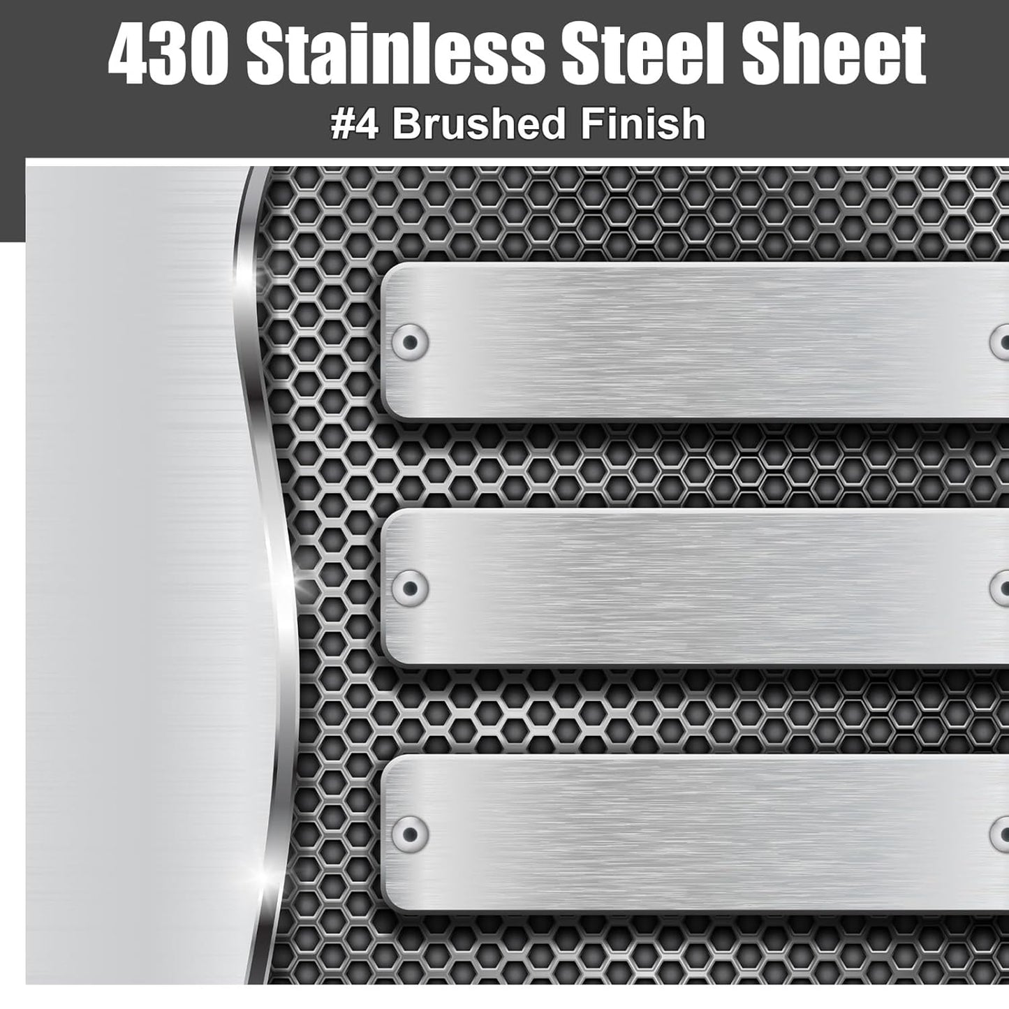 1 Pcs 430 Stainless Steel Sheet Metal 12 x 12 Inches 24GA Metal Plates Panel #4 Brushed Finish Magnetic Mount Board Wall Food Truck Restaurant Crafting Kitchen Floor Trailer Garage Gym