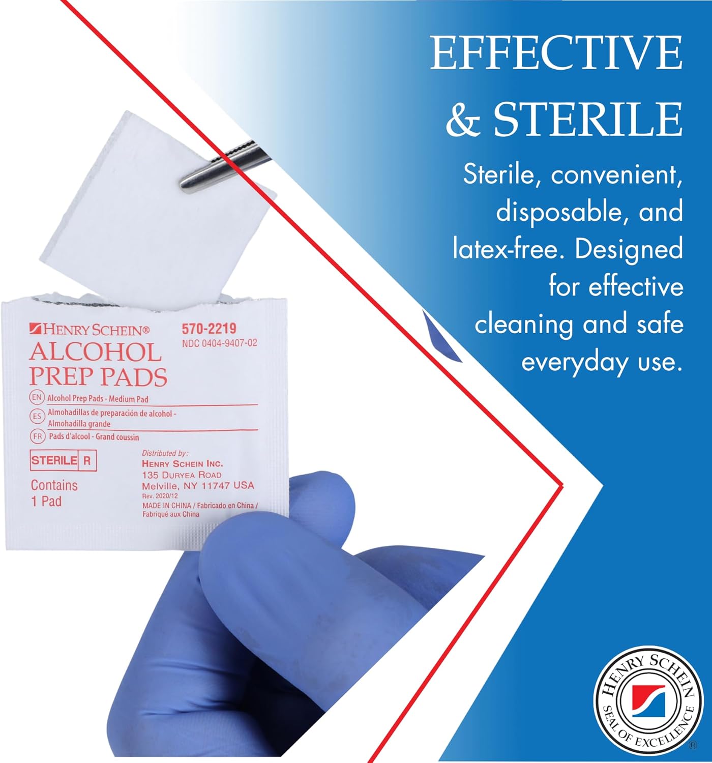 Henry Schein Alcohol Prep Pads, Medium, 2-ply, Sterile, 1 Case of 4000 (20 Boxes of 200)