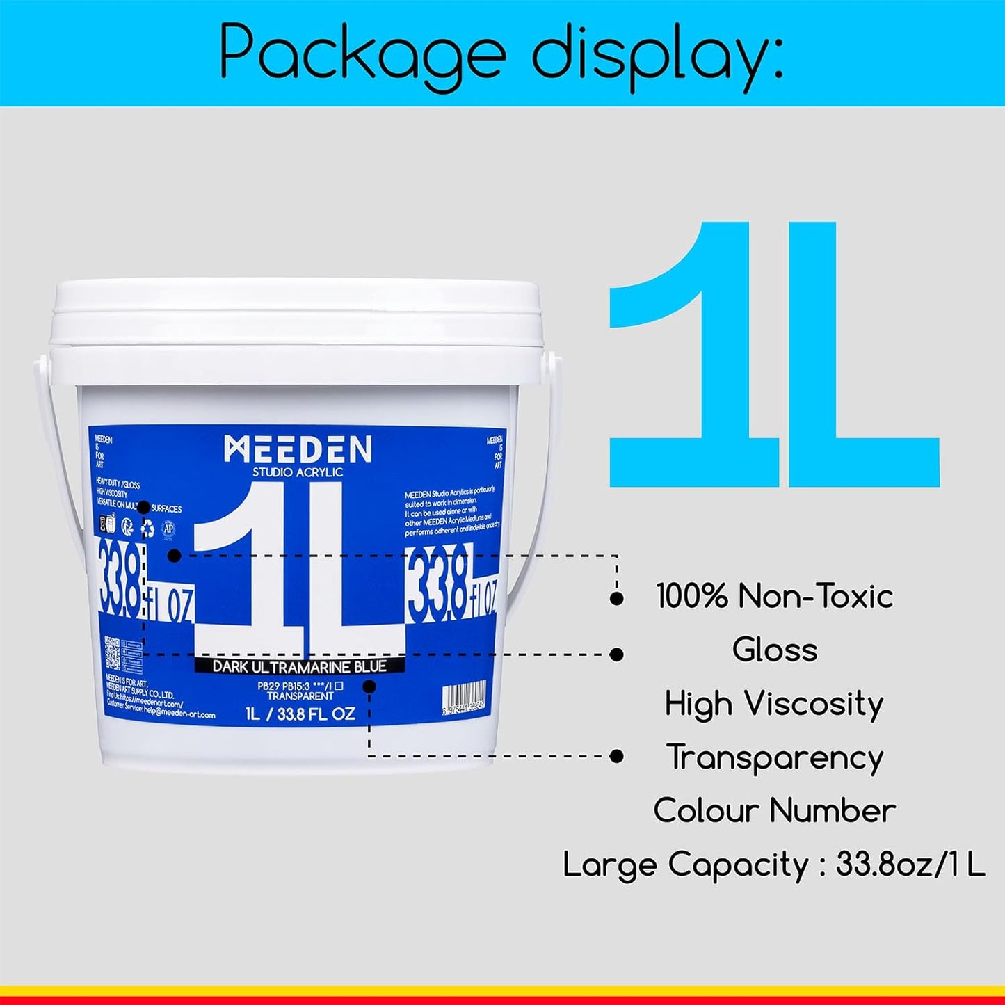 MEEDEN Titanium White Acrylic Paint: 1 L /33.8 oz Heavy Body Gloss Acrylic Paints - Thick White Paint for Canvas Crafts Furniture Painting