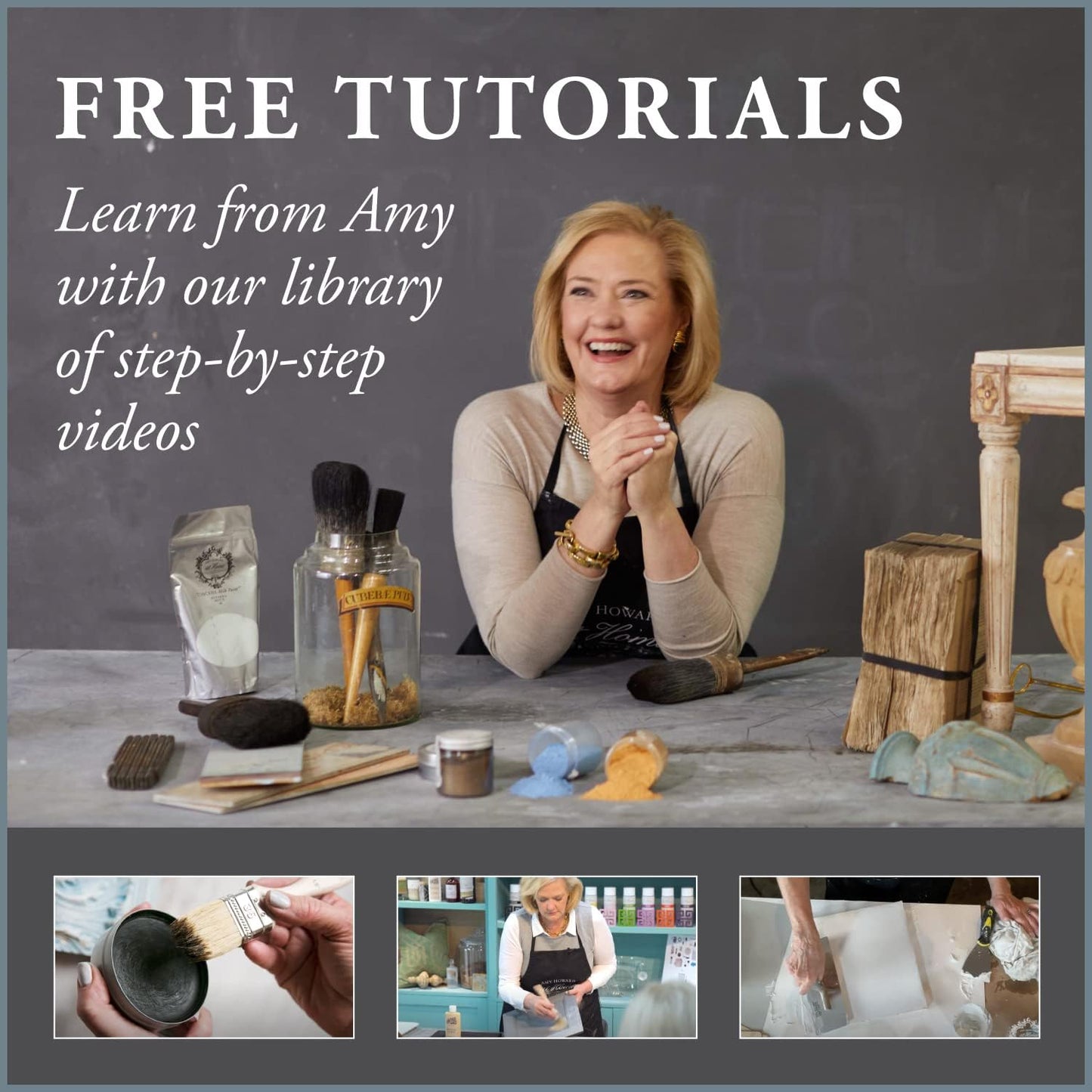 AMY HOWARD AT HOME Chalk-Based One Step Paint for Furniture, Cabinetry, Decor, Finish, and More | No Stripping, Sanding, or Priming | Ultra-Light Base | 16 Ounce | Metropolitan Grey