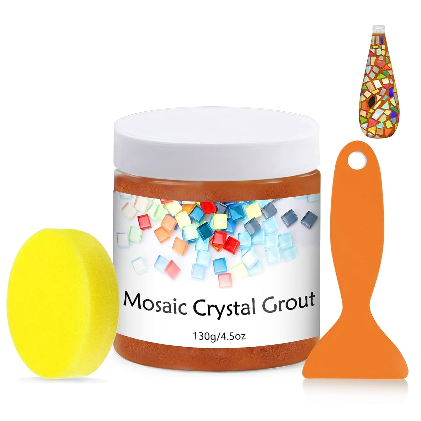 Mosaic Crystal Grout, Mosaics Tile Tools, Mosaic Tile Accessories – Essential for Handmade Grouting and Perfect for DIY Craft Projects (Orange Red, 4.5oz)