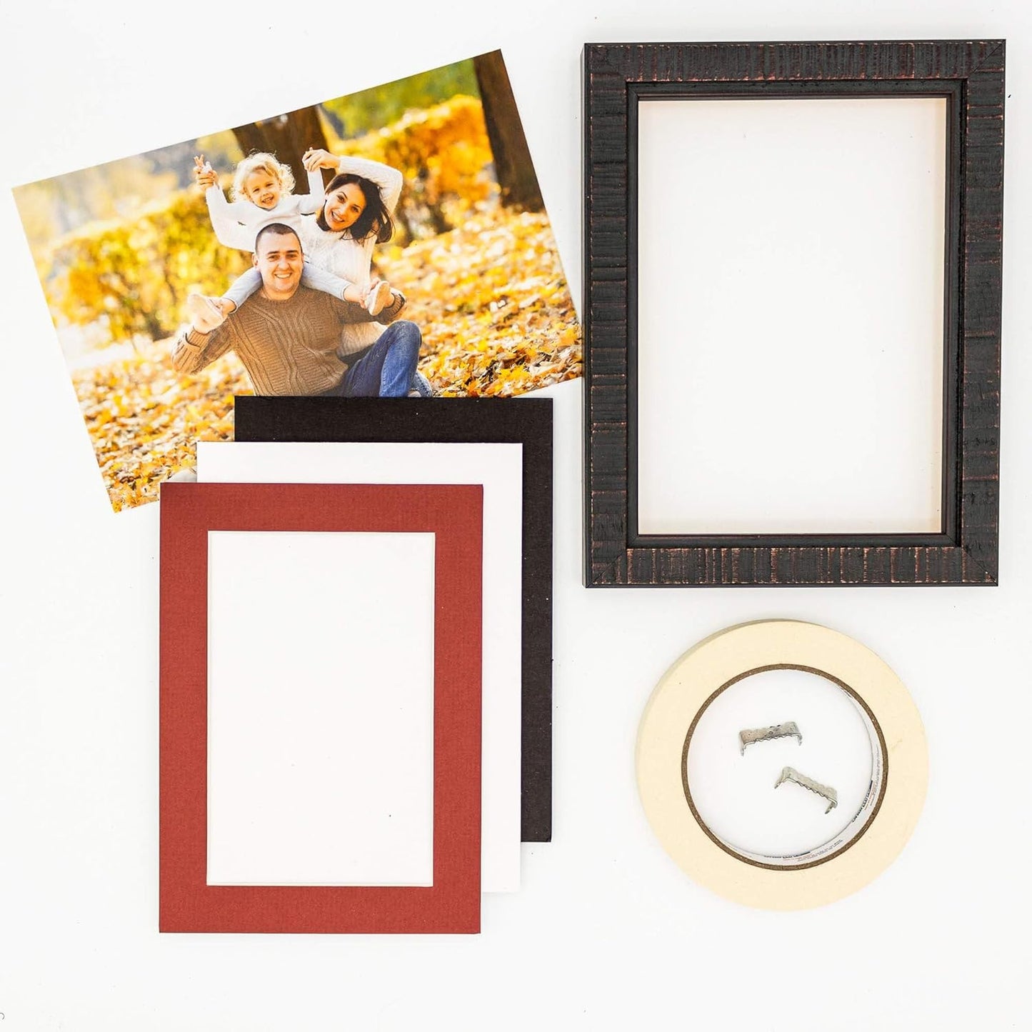 Pack of 25 Acid Free 8x10 Mats Bevel Cut for 6x8 Photos - Brick Red Precut Matboards With Backing Boards and Clear Photo Mat Bags For Pictures, Photos, Framing - 4-ply Thickness
