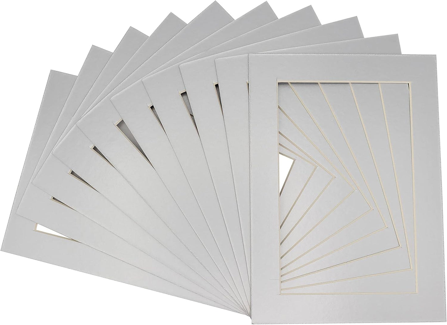 6x8 Mat for 8x10 Frame - Precut Mat Board Acid-Free Metallic Silver 6x8 Photo Matte for a 8x10 Picture Frame, Premium Matboard for Family Photos, Show Kits, Art, Picture Framing, Pack of 100 Mats