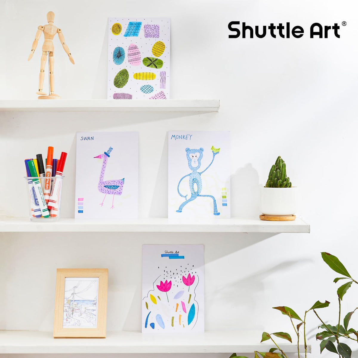 Shuttle Art 264 Pack Washable Markers, 12 Assorted Colors Broad Line Conical Tip Large Markers Bulk with a Box, Bonus Caps, Home Classroom School Supplies for Toddlers Kids Adults Students Teachers