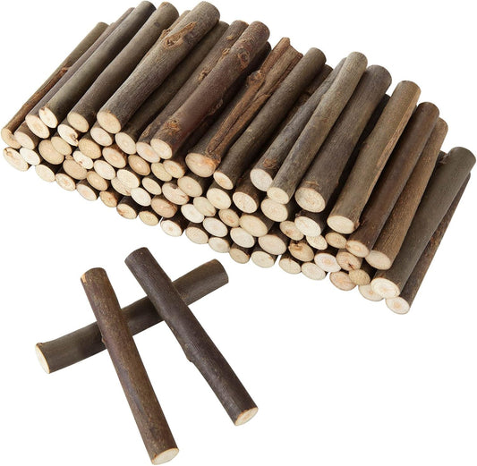 100PCS 4 inch Wood Log Sticks for Crafts 0.4-0.6 inch in Diameter - Natural Twigs Sticks- Birch Wood Craft Sticks for DIY Rustic Home Decor School Projects Crafting Filler