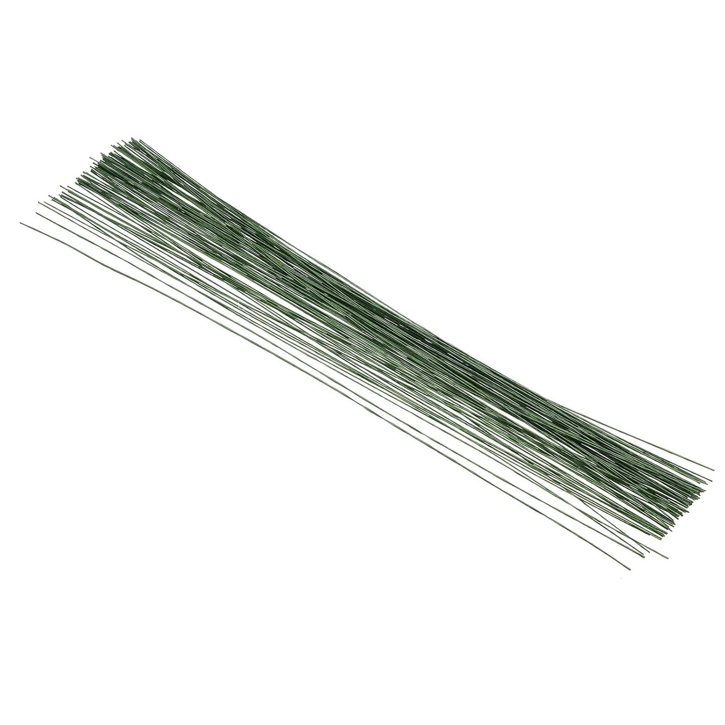 PATIKIL 26 Gauge 16" Floral Stem Wire, 100 Pcs Paper Wrapped Iron Artificial Flower Stem Accessories for DIY Bouquet Stem and Craft Decoration, Dark Green