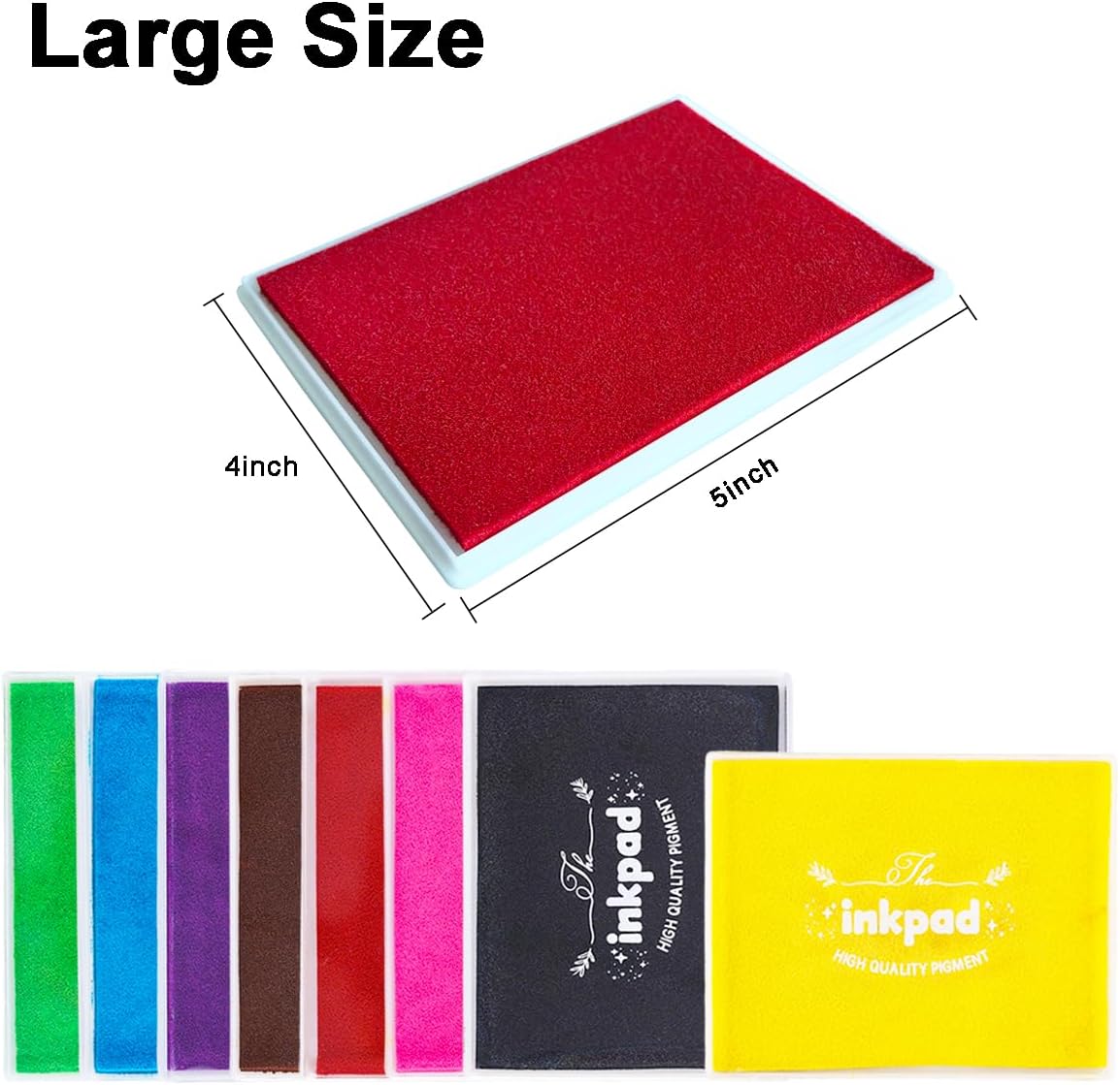 GTLZLZ Large Ink Pad for Rubber Stamps, 5" x 4" Washable Craft Stamp Pad for Kids, Fingerprint Ink Pad for Paper, Scrapbooking, Wood Fabric (Black)