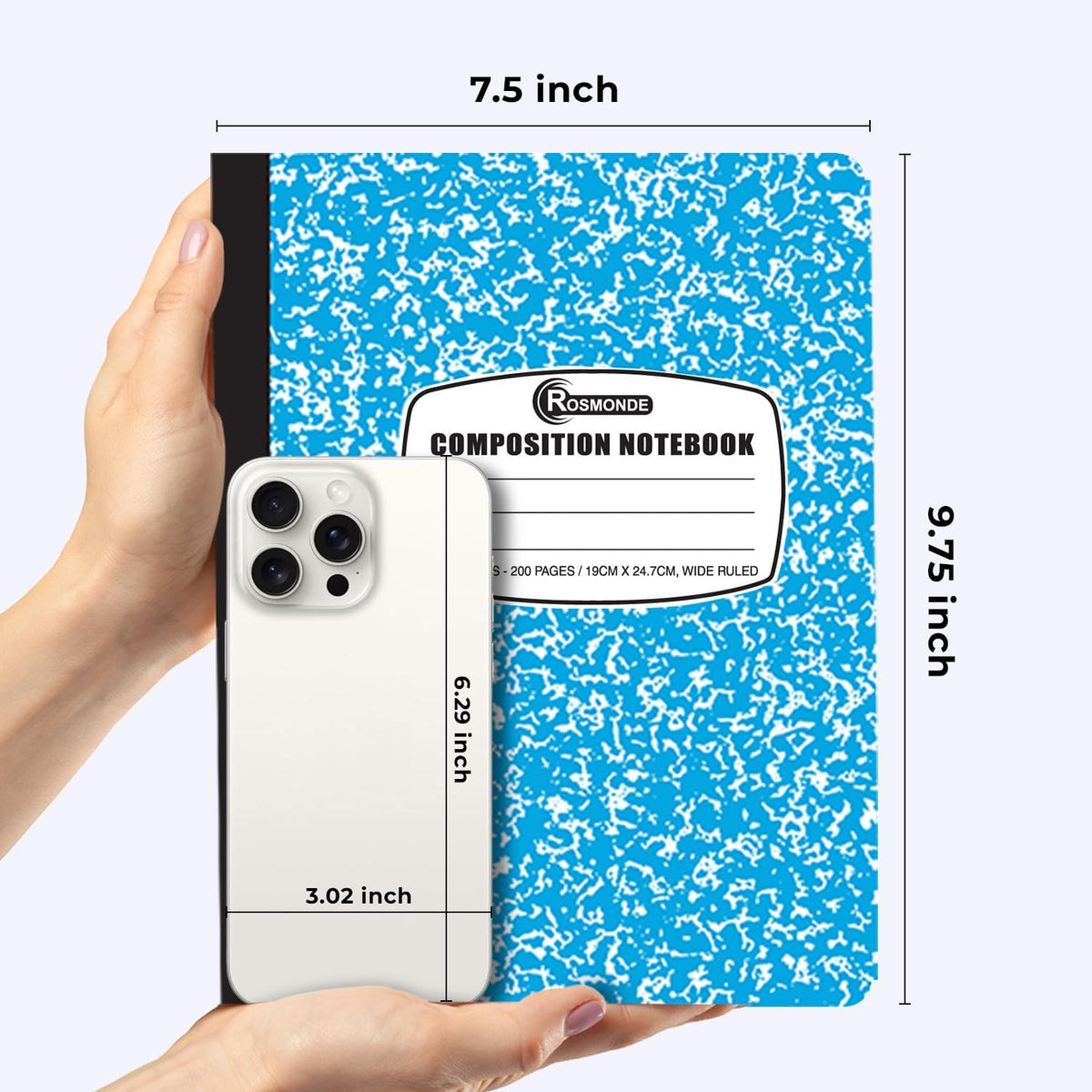 Rosmonde 2000 Pack (Pallet) Composition Notebooks Bulk, Wide Ruled, Full Pallet of Composition Notebooks, 200 Pages (100 Sheets), 9-3/4 x 7-1/2, Bulk Notebooks for School & Office, 4-7 Days Transit